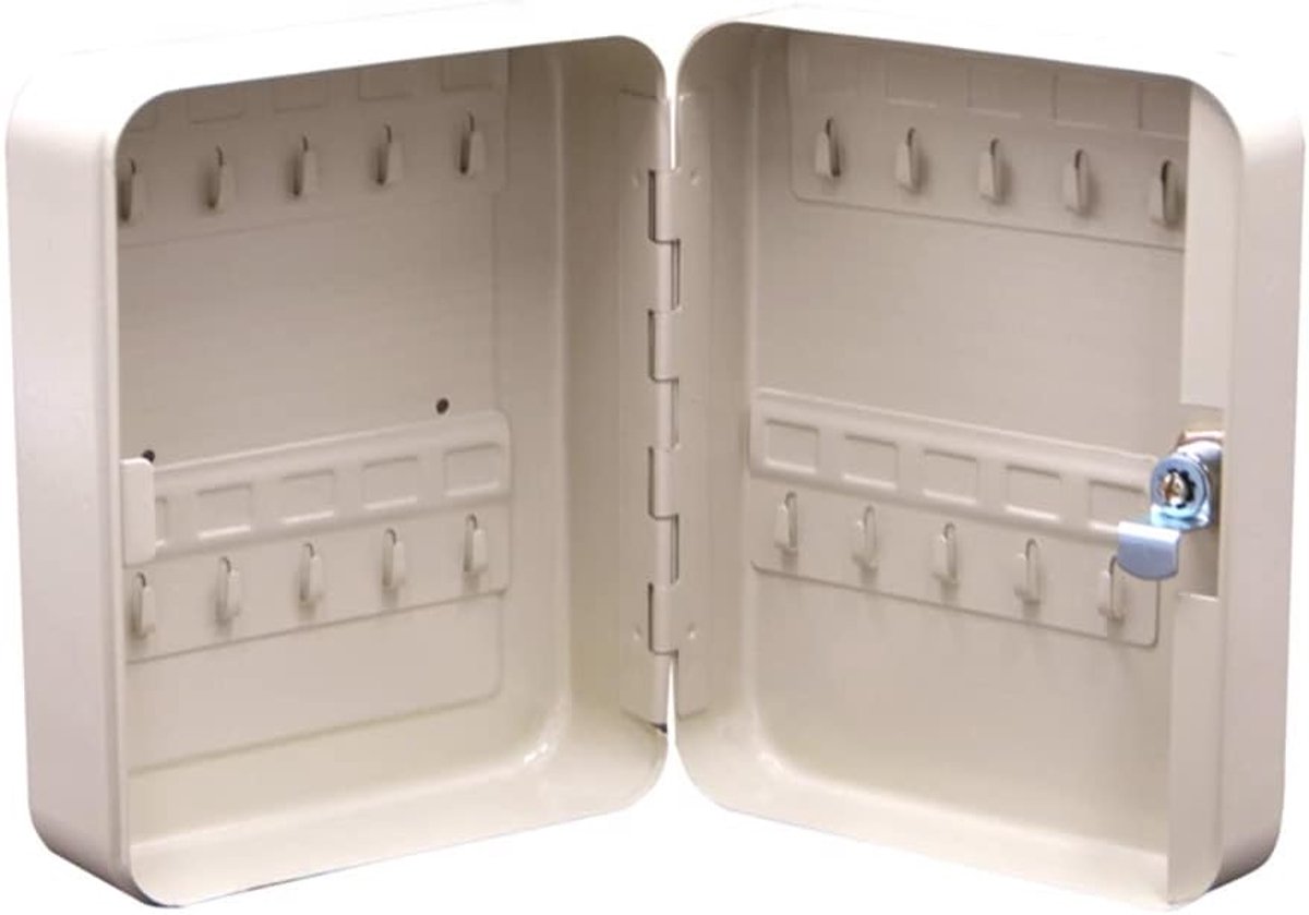 Sleutelkast om op te hangen aan de muur, voor 20 sleutels, grijs/beige, 160 x 200 x 75 mm