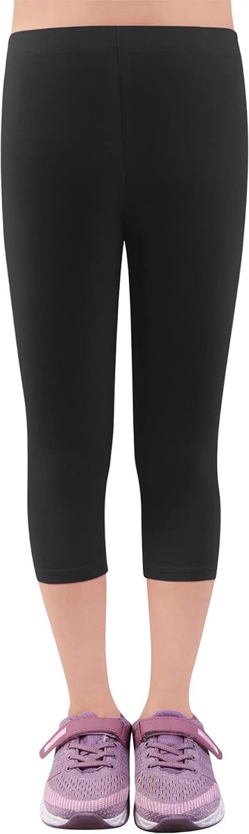 Leggings 3/4 meisjesbroek capribroek van katoen schoolkleding leeftijd 4-18 jaar 2723, Enkele verpakking, zwart, 134-140