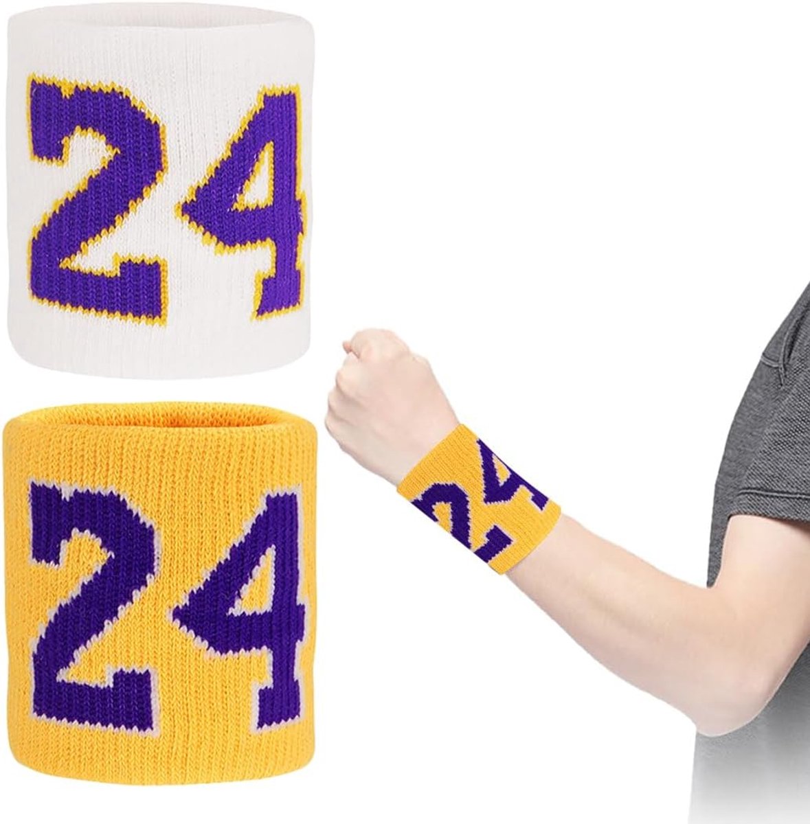 2 stuks anti-zweetarmband, uniseks, polsbandjes voor sport, rekbaar materiaal van zacht katoen, zweetbanden voor mannen en vrouwen