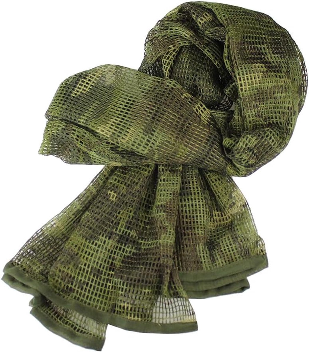 camo, sjaal, mesh, tactische netsjaal, 180 x 110 cm, outdoor, gezicht, sluier, netstof, camo, sjaal voor sport, vrije tijd, outdoor-activiteiten, camping, jacht