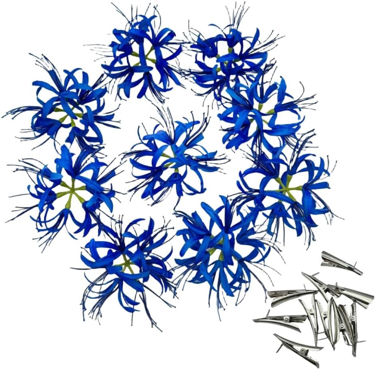 9 stuks zijden spinplant nepbloemenhoofden, kunstbloemen, spin zijden bloemen voor knutselen, nepbloemen bulk, kunstbloemen voor taartdecoratie, bruiloftsfeest, verjaardag thuisdecor (blauw)