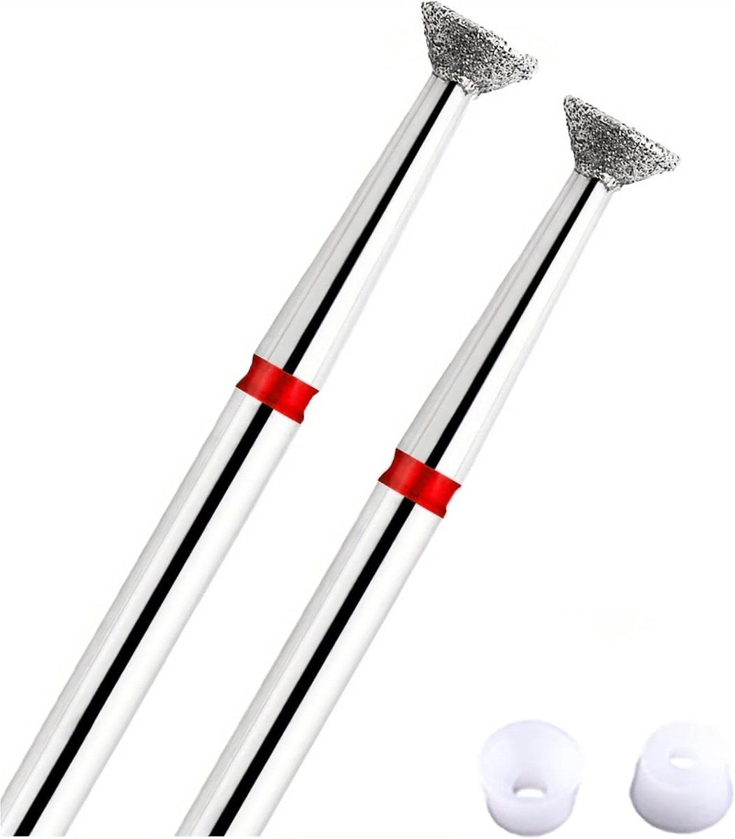 2 stuks 4 mm omgekeerde kegel diamant boor - nagel polijsten hoofd vliegende schijf vorm voor nagelriem dode huid lijm overloop remover pro veilig nagel gereedschap voor manicure