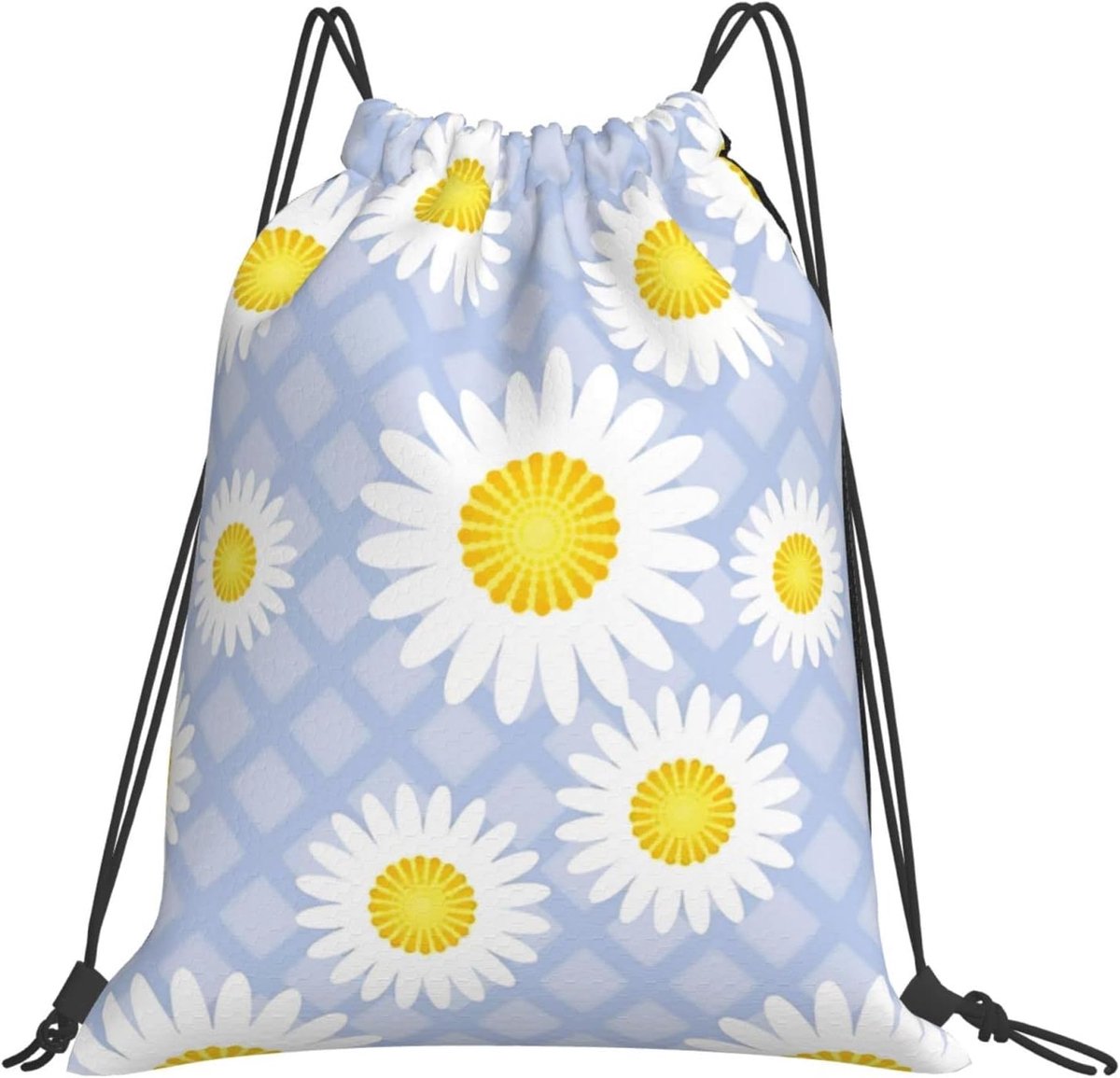 Trekkoord Rugzak Bloemen Geel Trekkoord TassenSport Gym String Tas Voor Vrouwen Mannen Rugzakken Training Yoga Tassen, Zwart, Eén maat