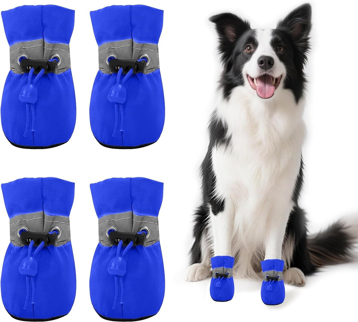 Schoenen Zomer, Hondenschoenen Pfotenschutz, Pfotenbescherming voor Honden, Uitgerust met Reflecterend Band, Geschikt voor Binnen en Buiten, Ademend en Slijtvast/Blauw 2