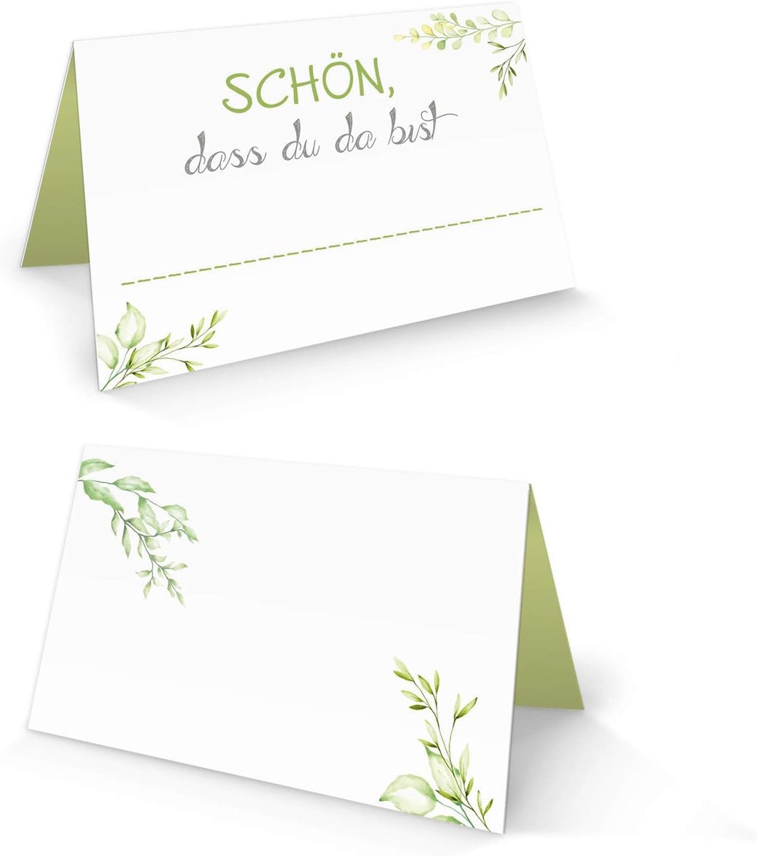 tafelkaart Mooi dat je da Bist wit groen lichtgroen meigroen appelgroen bloemen natuurlijk kleine kaarten voor naam tafeldecoratie bruiloft feest communie feest voor elke pen