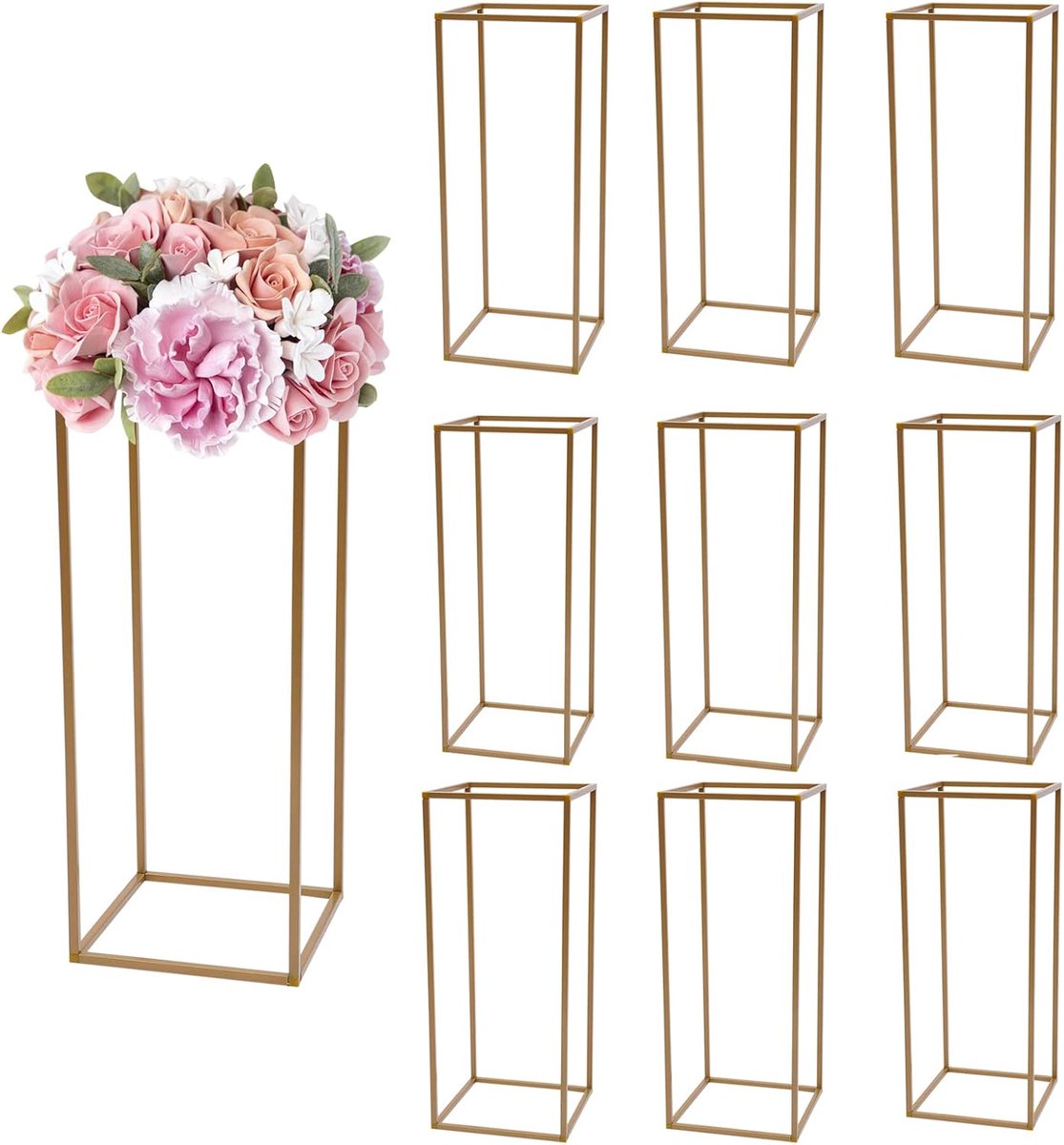 10 stuks metalen bloemenbodem, vaas, bloemenstandaard, geometrische middenstukken, vaas, bloemenvaas, display, rek, vloervazen, plantenstandaard voor bruiloft, feest, 80 cm
