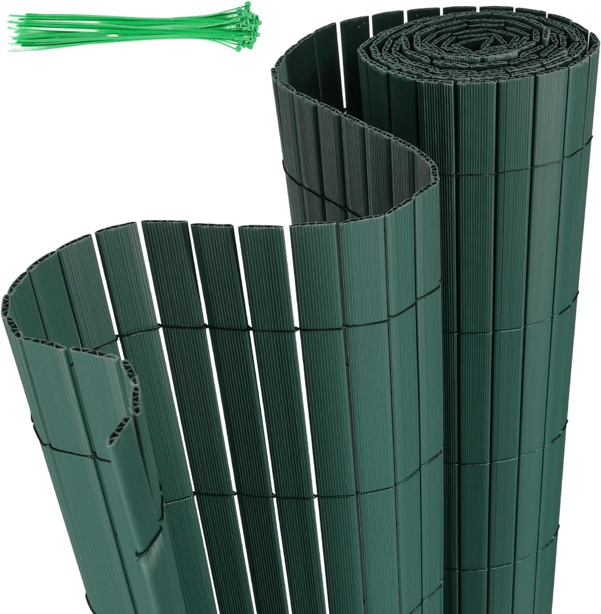 80 x 400 cm, inkijkbescherming met kabelbinders, versterkte W-structuur lamellen, weerbestendige windbescherming voor balkon, tuin en terras, groen