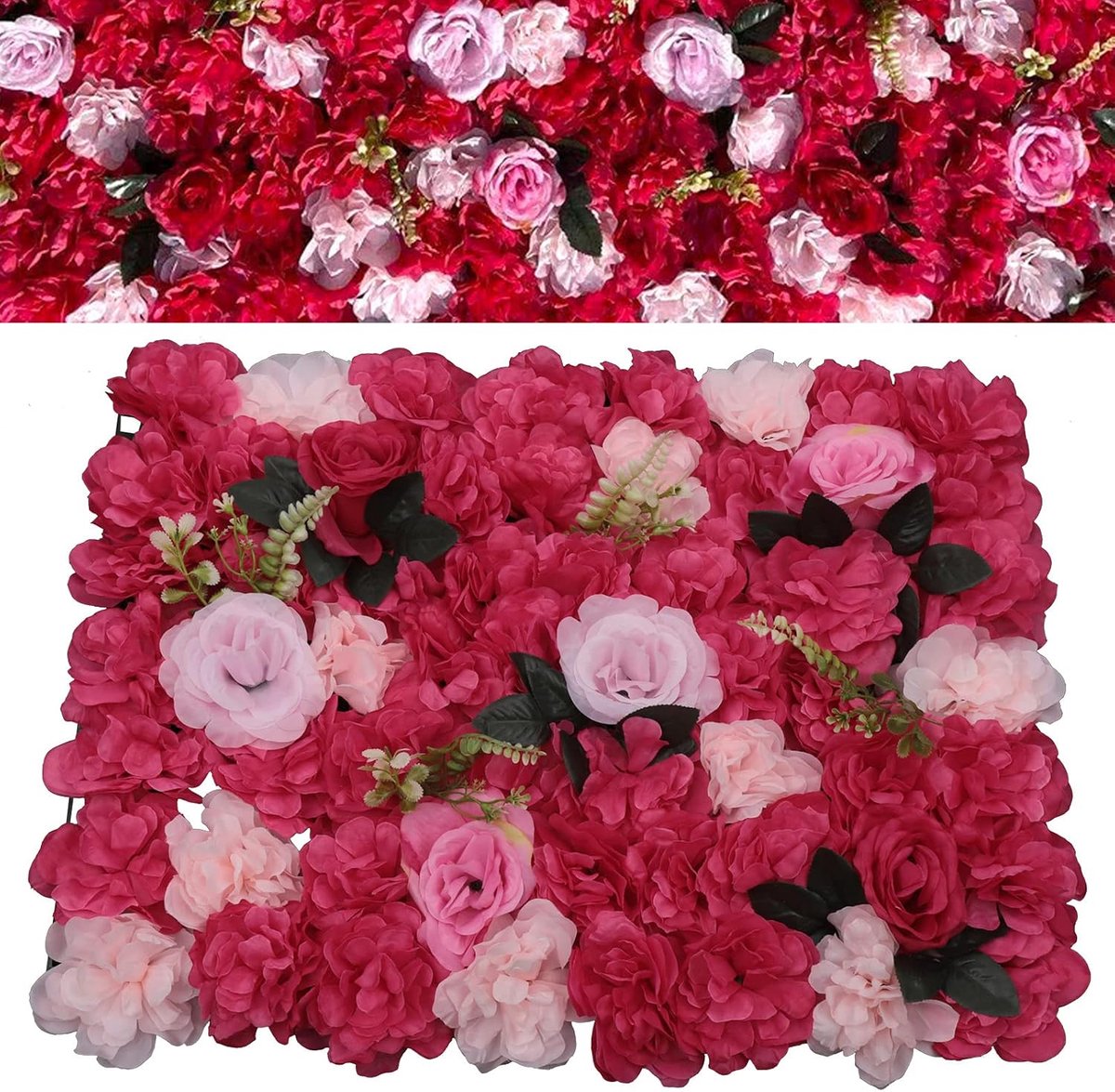 Kunstbloemenwand, rozenwand, party, doe-het-zelf, bruiloftsfeest, bloemenachtergrond, bloemenpanelen, decoratie, meerdere kleuren (rozenrood)