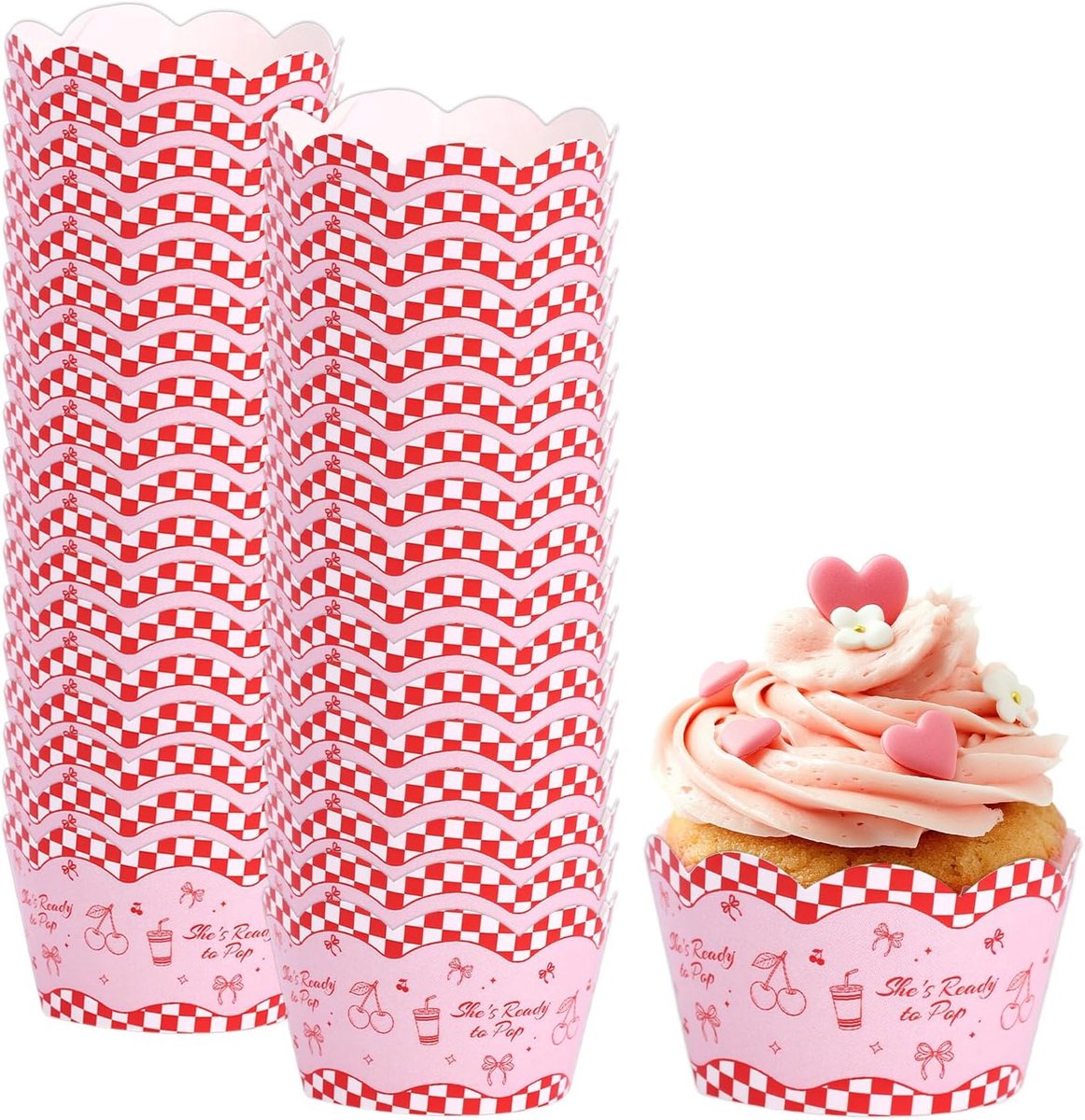 36st She's Ready to Pop Cupcakevormpjes voor Een Babyshower, Retro Cupcakevormpjes in Frisdrankvorm voor Het Bakken Van Cakes Ijsdesserts Slagroom Andere Feestartikelen Verjaardagen Bruiloften