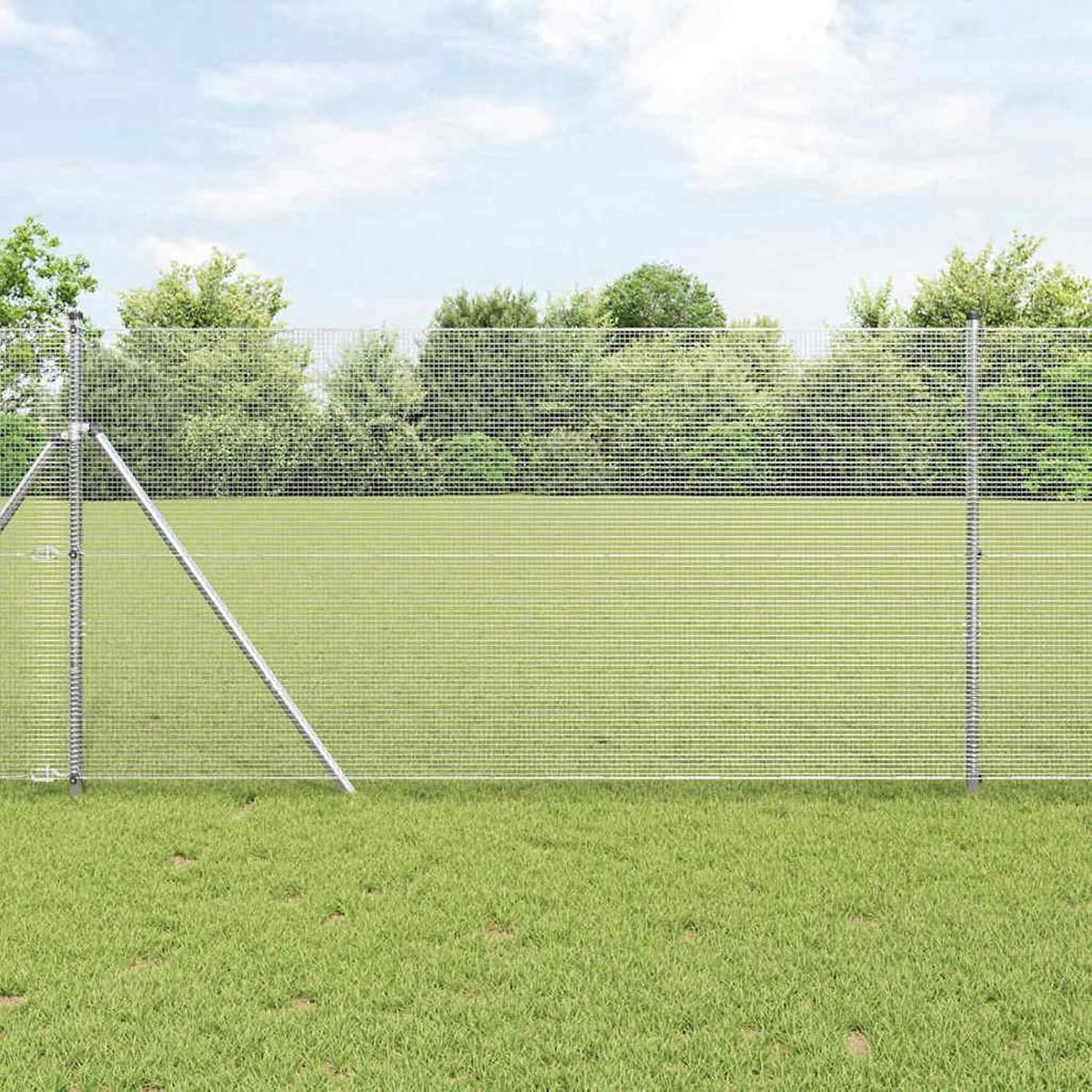 Palen, set van 2 verzinkt staal, 10 x 1 m, duurzaam, metalen palen voor draadhekken, tuinhek, binnenplaats, kippenhok buiten