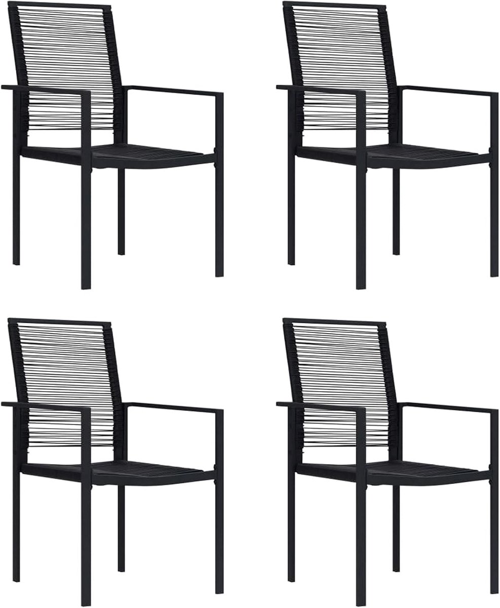 Tuinstoelen Set Fauteuil Outdoor Patio Dining Fauteuil met Aluminium Frame 4 stks PVC Rotan Zwart Outdoor Stoelen