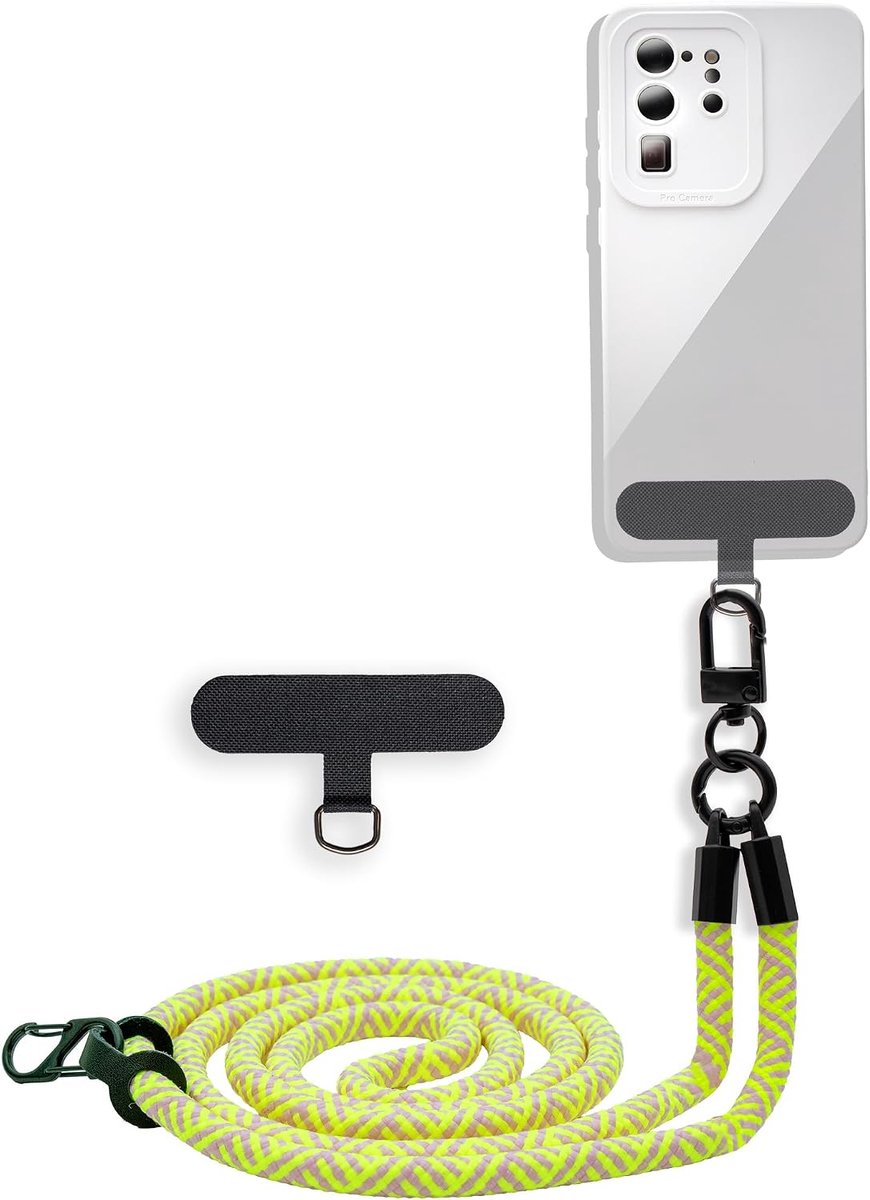Mobiele telefoonketting compatibel met MEIZU 16TH in het GEEL - Verstelbaar telefoorkoord Verwijderbare pad om in te voegen