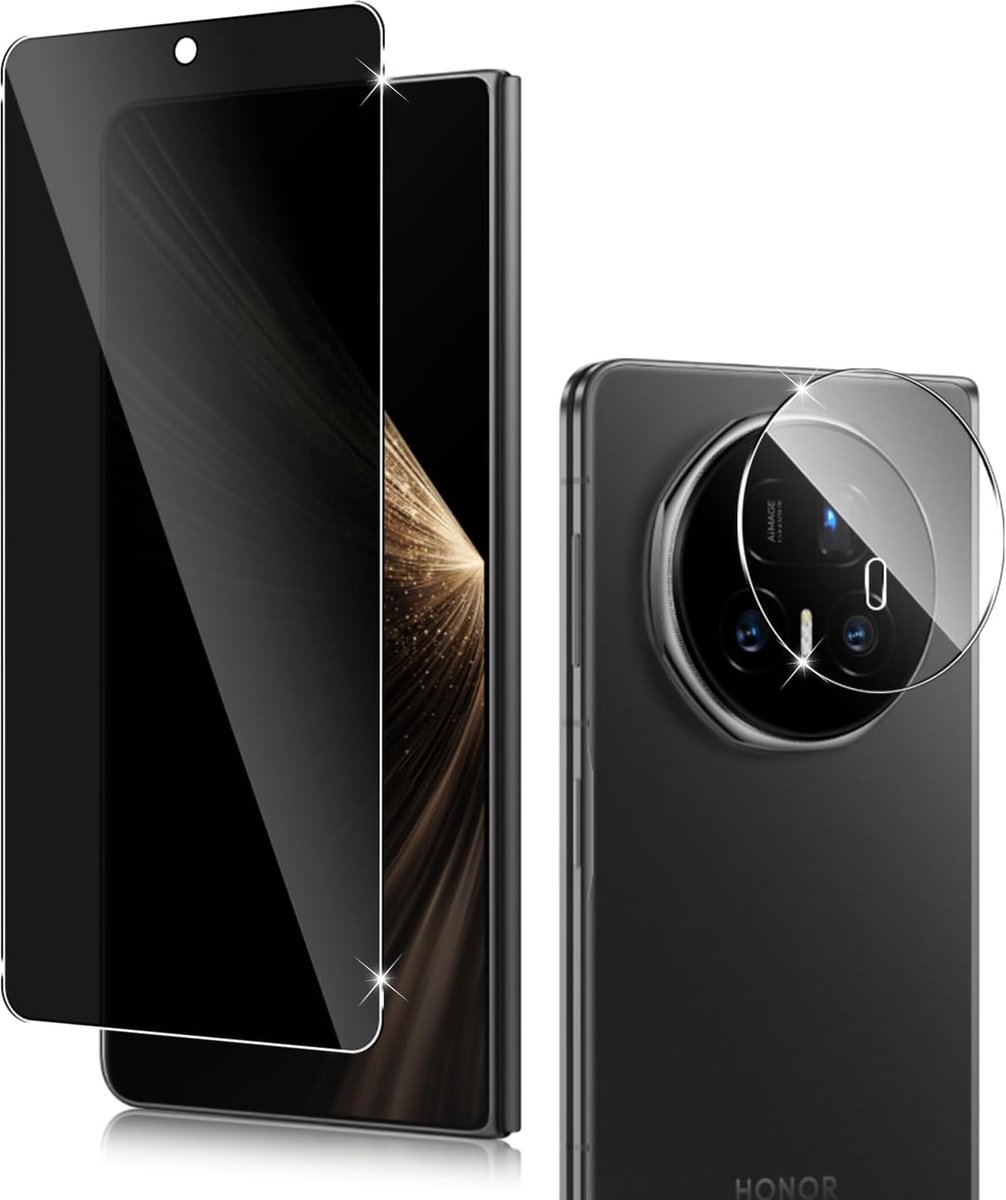 Beschermfolie voor Honor Magic V5, bescherming tegen inkijk voor pantserglas + camera beschermfolie, [1 + 1 stuk] 9H anti-spy privacy privacyfolie beschermen displaybeschermfolie
