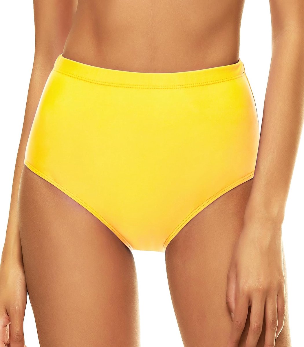Dames High Waisted Bikini Bottoms Volledige Coverage Tankini Zwempak Bottoms Zwemdans Brief (Geel, M)