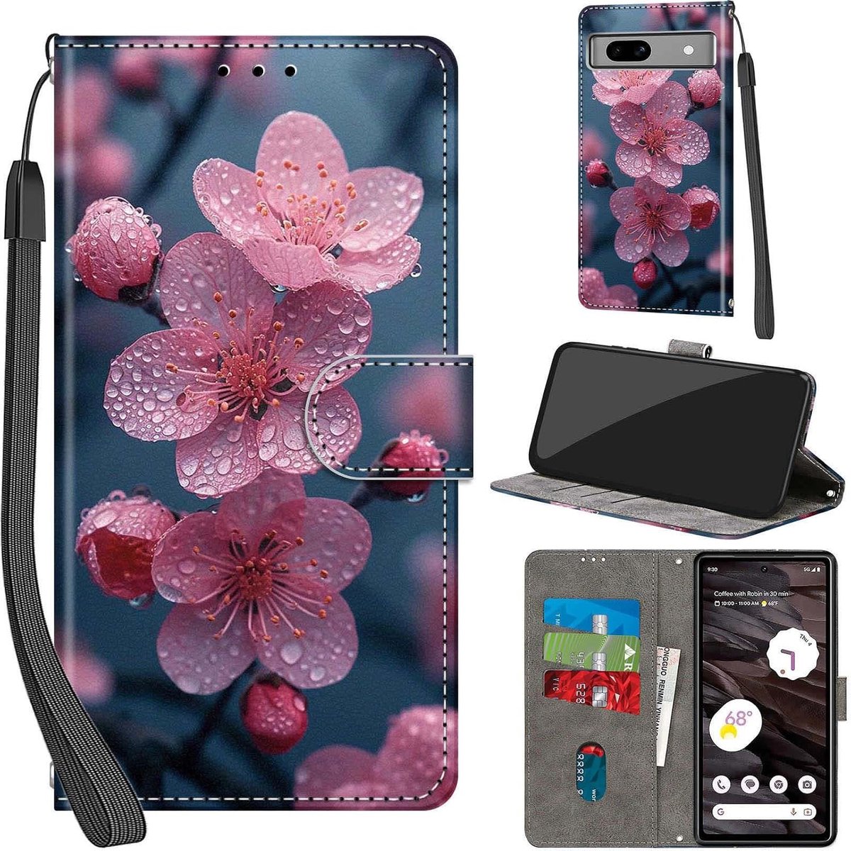 Portemonnee Telefoonhoes voor Google Pixel 7A Bloemen