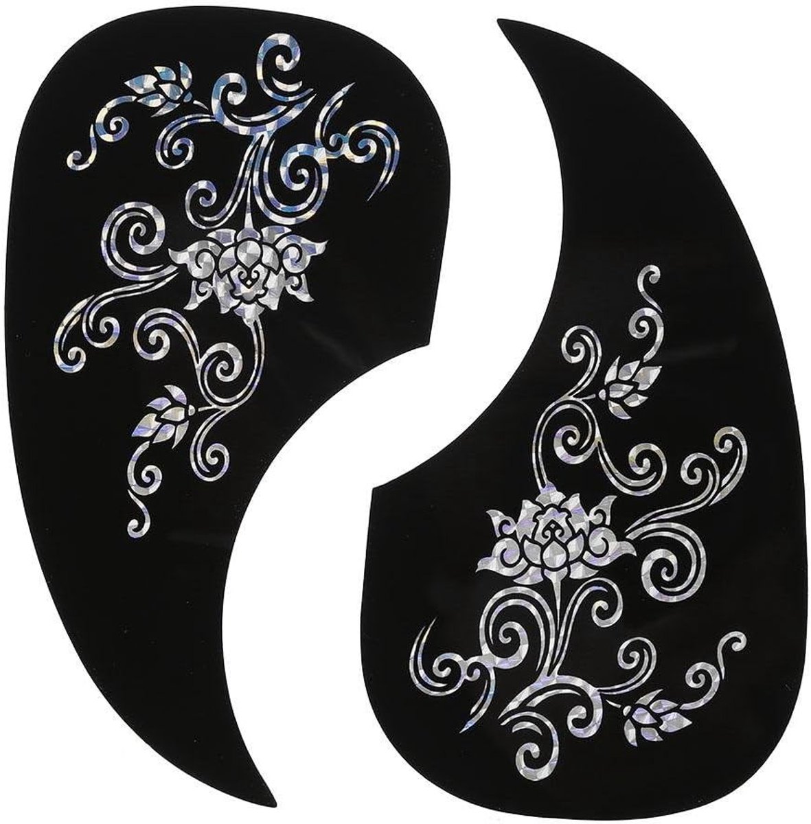 Krasplaat Musiclily Akoestische Gitaar Zelfklevende Slagplaat voor Stijl Gitaar Pack van 2 Goud Zilver (Silver Vine)