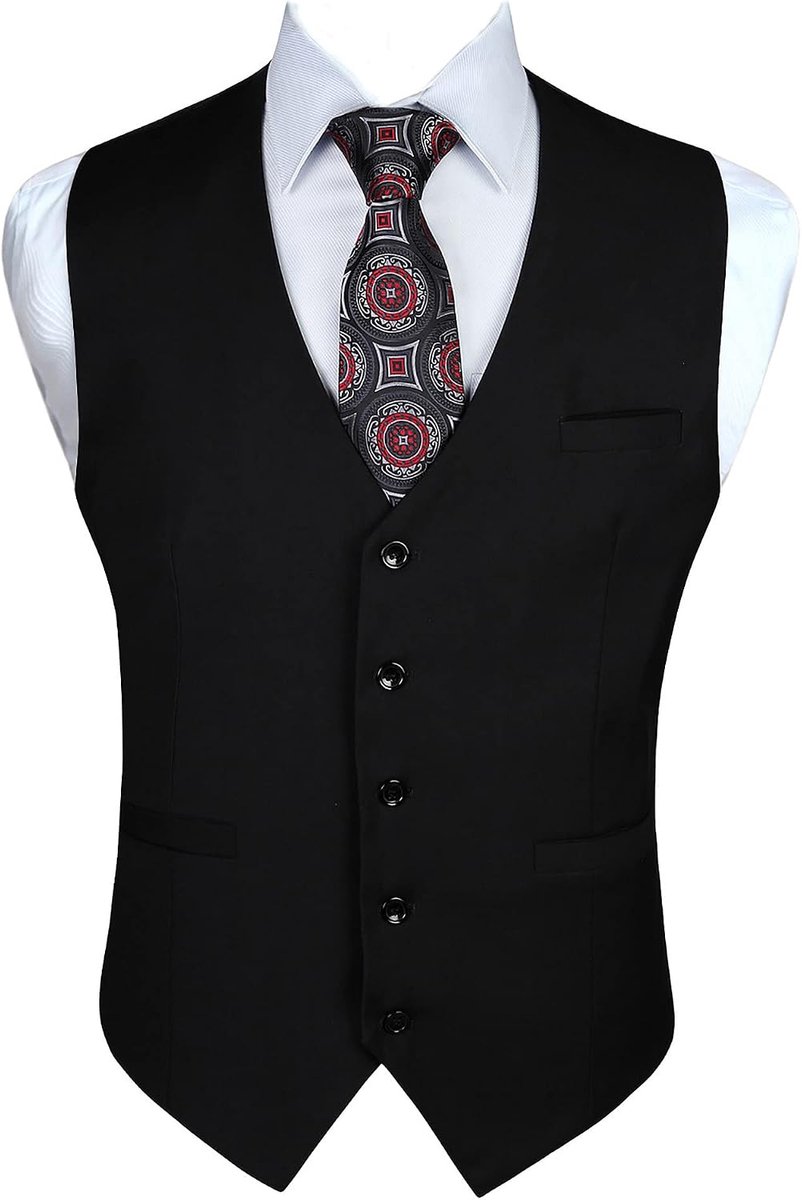 Gilets voor bruiloften, voor smoking, zakelijk pak, vest met zakken, effen kleur, maat XS-4XL