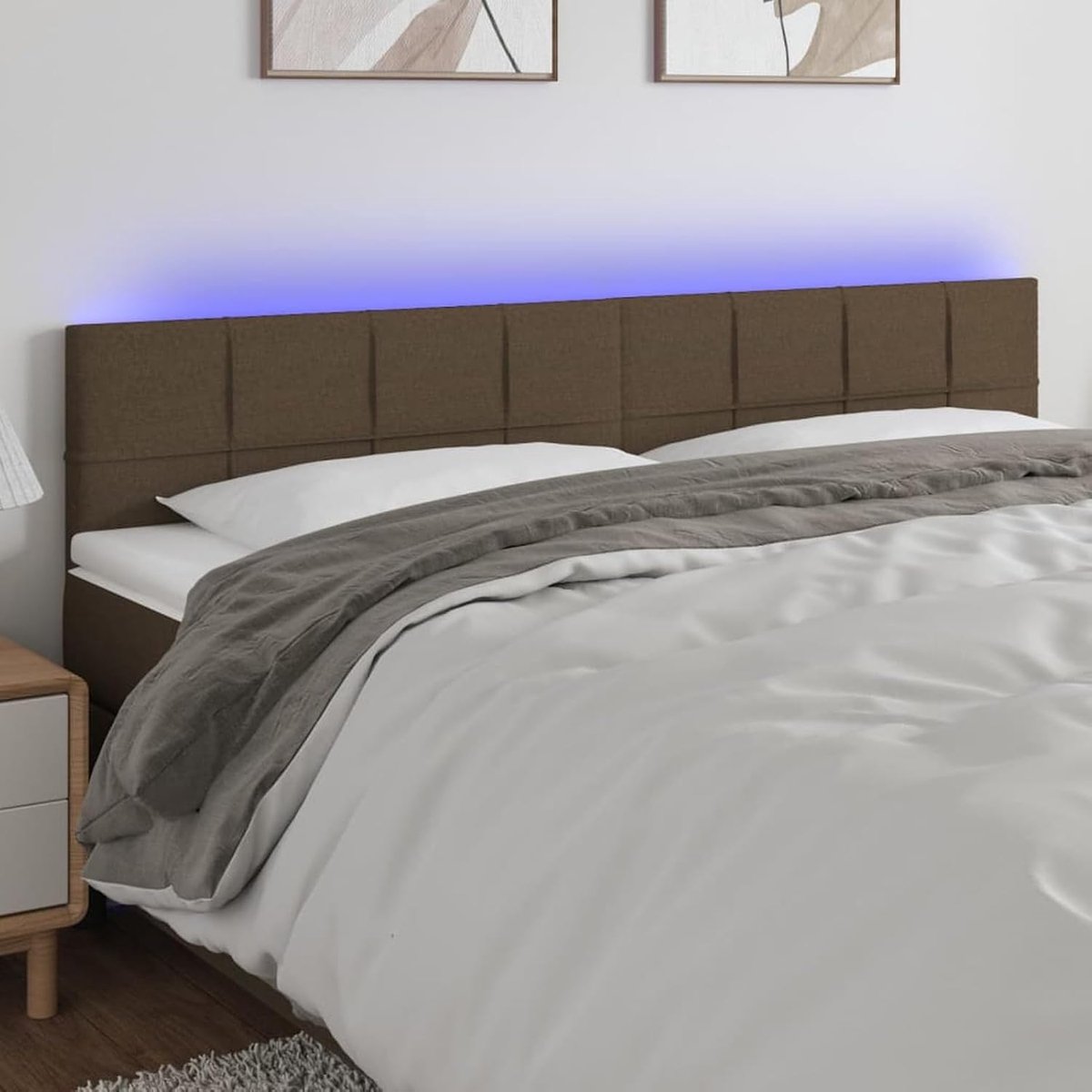 LED hoofdeinde taupe 160x5x78/88 cm stof, hoofdeinde voor boxspringbedden slaapkamer hoteldesign 3121622