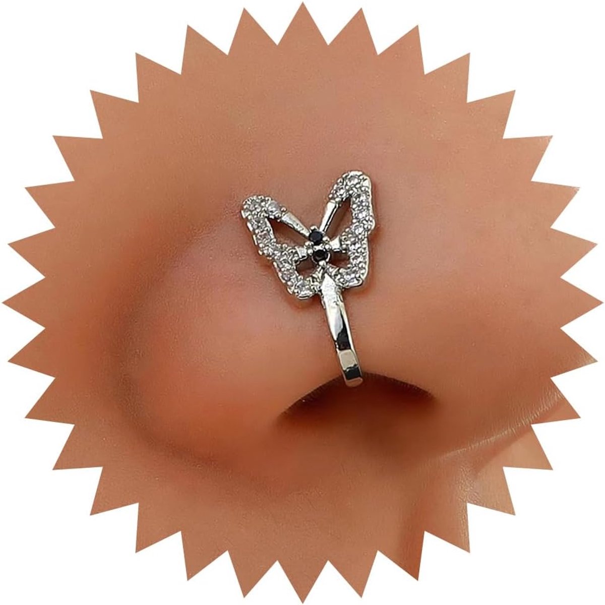 Vlinder Nep Neus Ring Goud Vlinder Septum Neus Ring Faux U-vormige Clip Op Neus Manchet Geen Piercing Buigzame Neus Ring Bouten Lichaamssieraden Voor Vrouwen en Meisjes