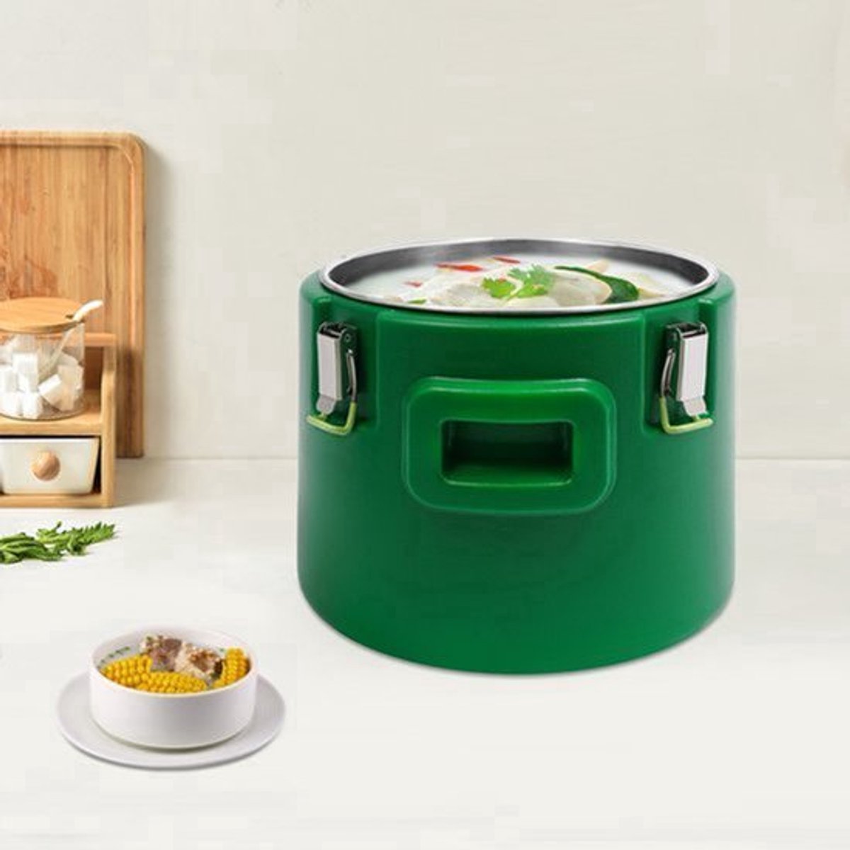 Soepcontainer Geïsoleerd - 15 Liter Groen - Buffetwarmer Warmtebox - Catering Voedselverwarmer - Isolatie Voor Warm En Koud - Horeca Accessoire