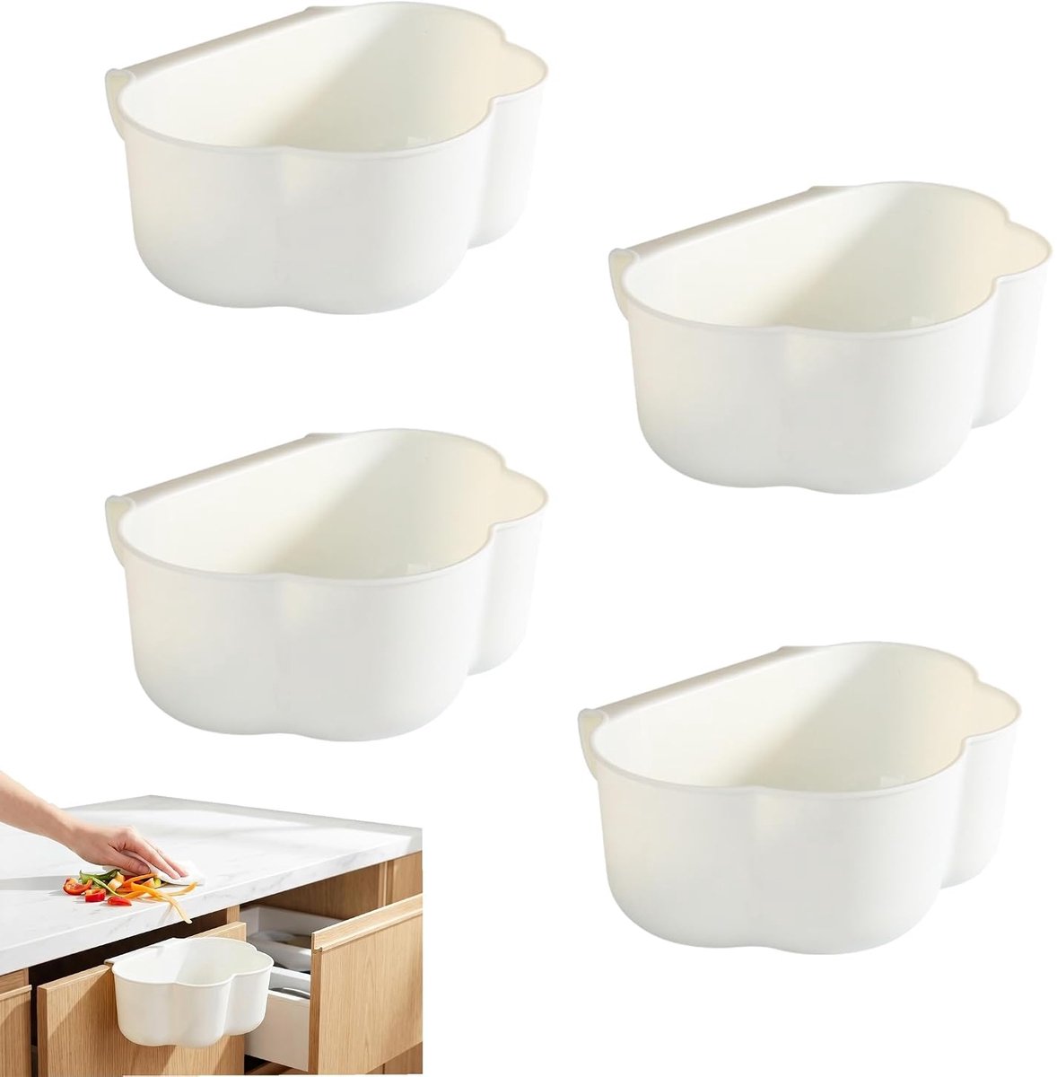 4 stuks keukenkast deur hangende afvalcontainer, luiercommode organizer om op te hangen, opvangbak voor keukenafval voor het opbergen van huis- en keukenafval