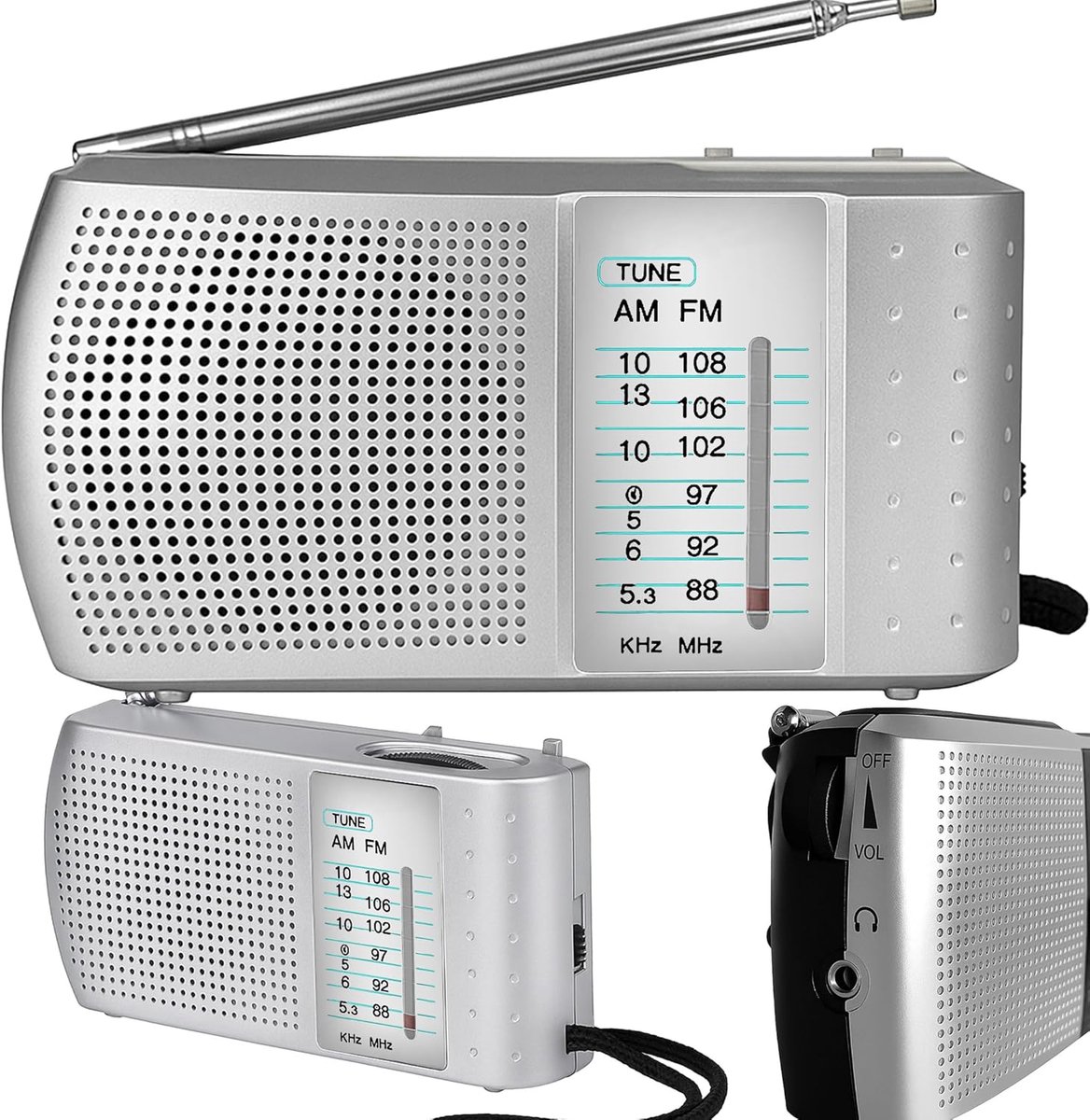 Dailygoods- Keukenradio Compact - Draagbare Radio - FM/AM/SW Ontvangst - Telecopische Antenne - Hoofdtelefoonaansluiting - Werkt op Batterijen