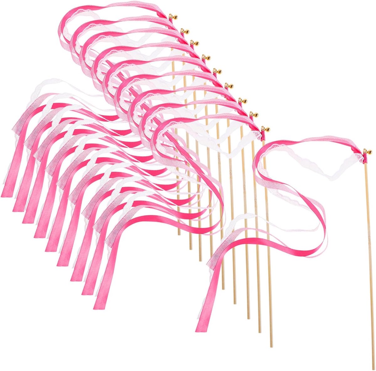 25 Stuks Kanten Lintstokjes met Handvatten Duurzame Feestdecoratie voor Bruiloften Babyshowers Buitenfeesten Geschikt Foto-accessoires Dansvloer Props
