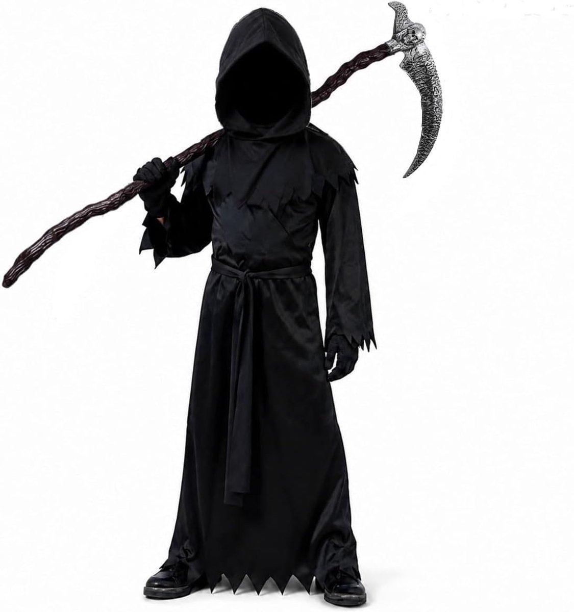 Sensenman-kostuum voor heren, Halloween-kostuum, kinderen, jongens, meisjes, griezelige verkleedkleding, zee, voor Halloween, party, carnaval, cosplay, 110 cm