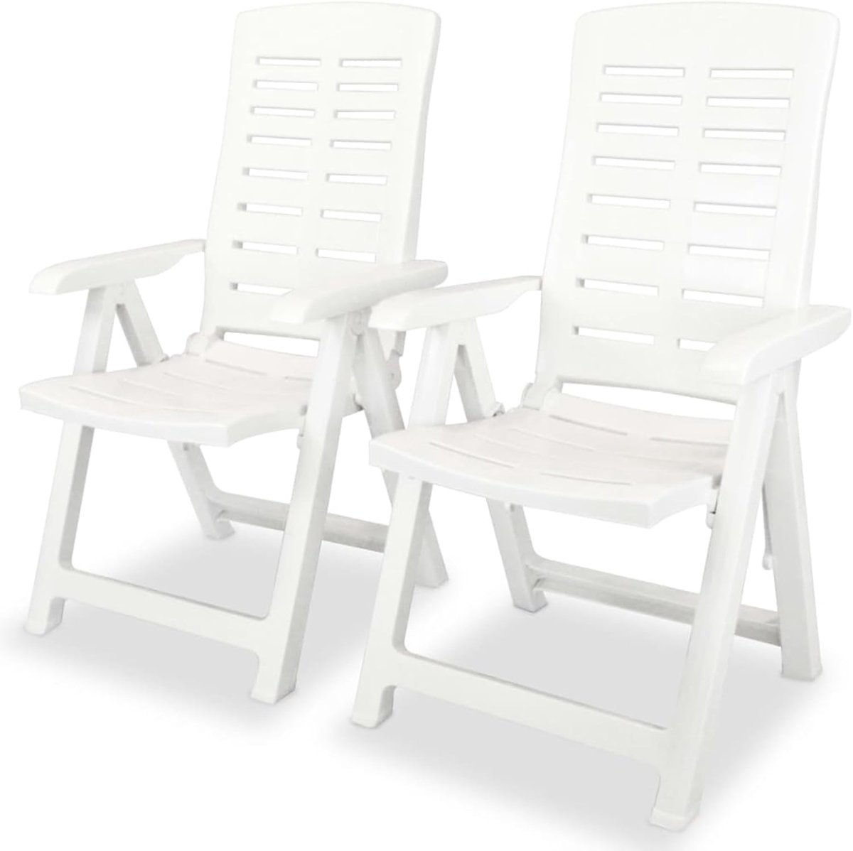 2 stuks ligstoelen voor de tuin, kunststof, wit, diner, buiten, balkonstoel voor buiten, camping, tuin, terras