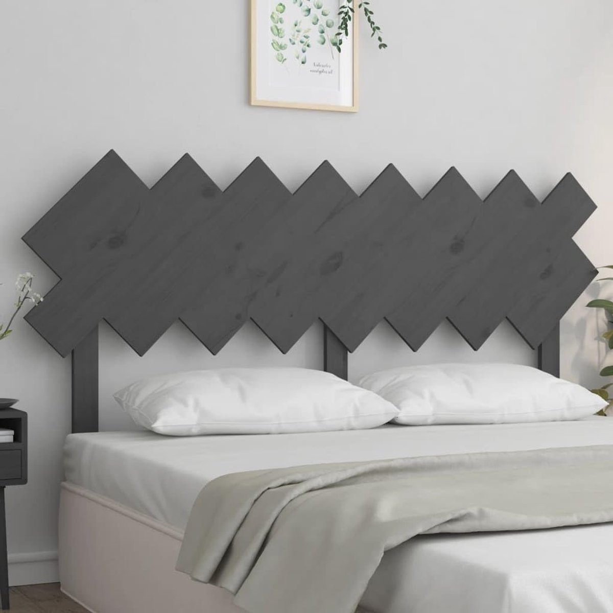 Grijs, 159,5 x 3 x 80,5 cm, massief grenen, hoofdeinde voor de slaapkamer, hotel, hoofdeinde, werkkamer, voor slaapkamer, tweede slaapkamer, hotel