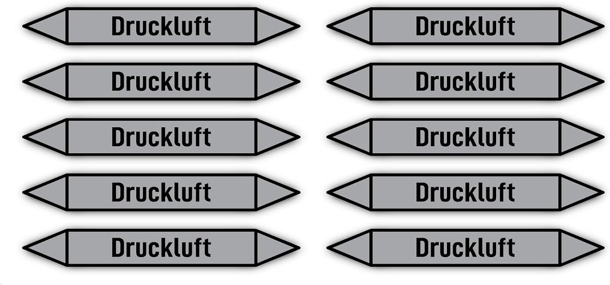 100x15 mm, 10 stuks - groep 3 - lucht - pijpleidingmarkering - volgens DIN 2403 - taal: Duits - perslucht