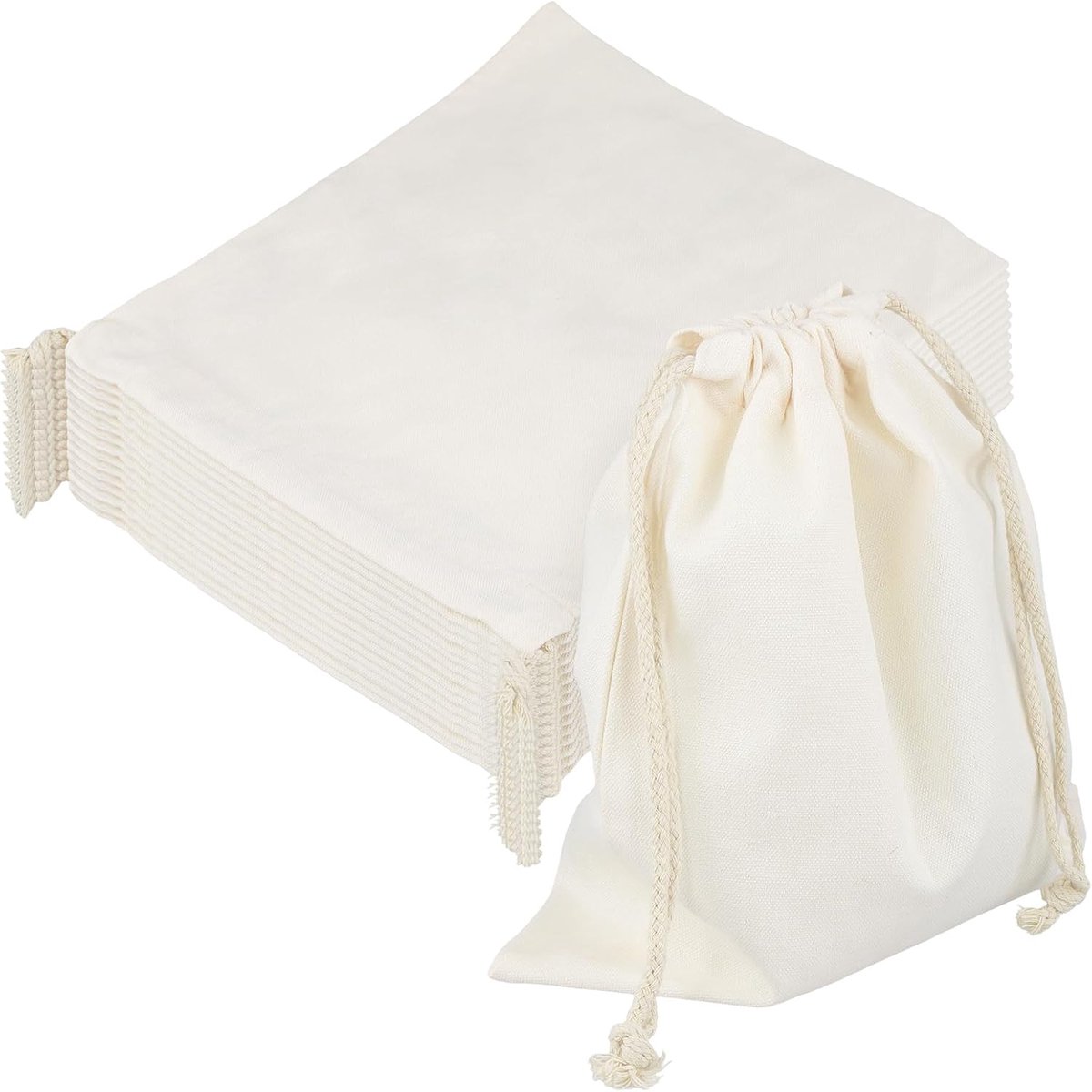 Dailygoods- Katoenen Zakken 15 Stuks - 25 x 30 cm - Opbergbakjes - Geschenken - Gymtas - Trekkoord - Duurzaam Katoen - Opbergzakjes