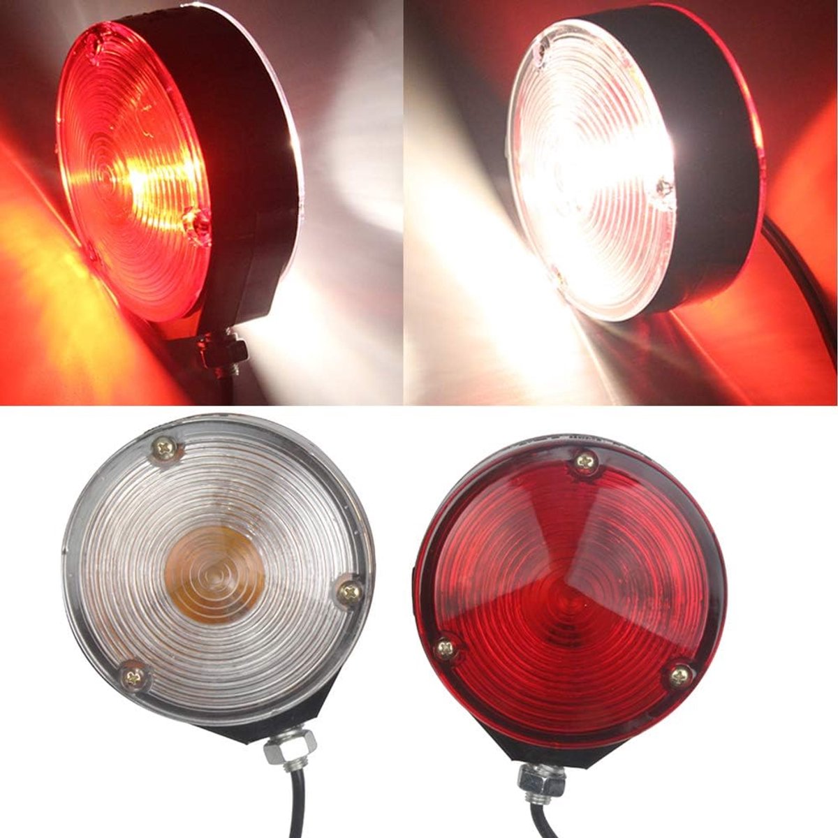 Zijmarkeringslicht, dubbelzijdig, rond, LED-opruimingsindicatorlamp, achterlicht, remlicht, richtingaanwijzers voor vrachtwagen, trailers, boot, bus, railers, vrachtwagentractoren