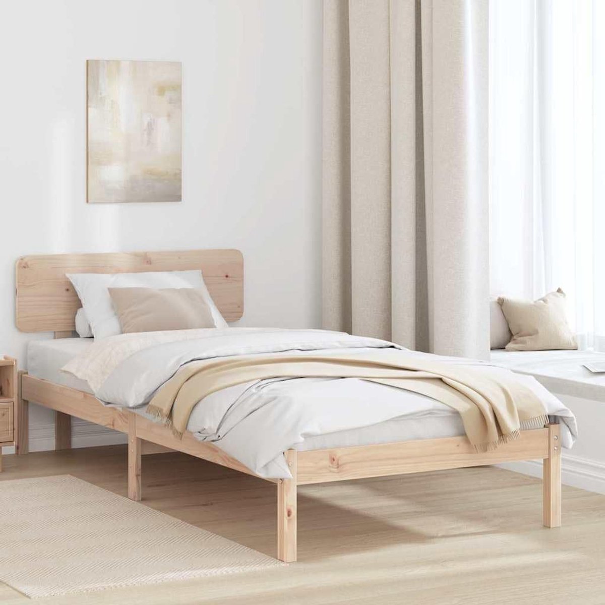 Grenenhout modern minimalistisch hoofdeinde naturel 90 x 200 cm