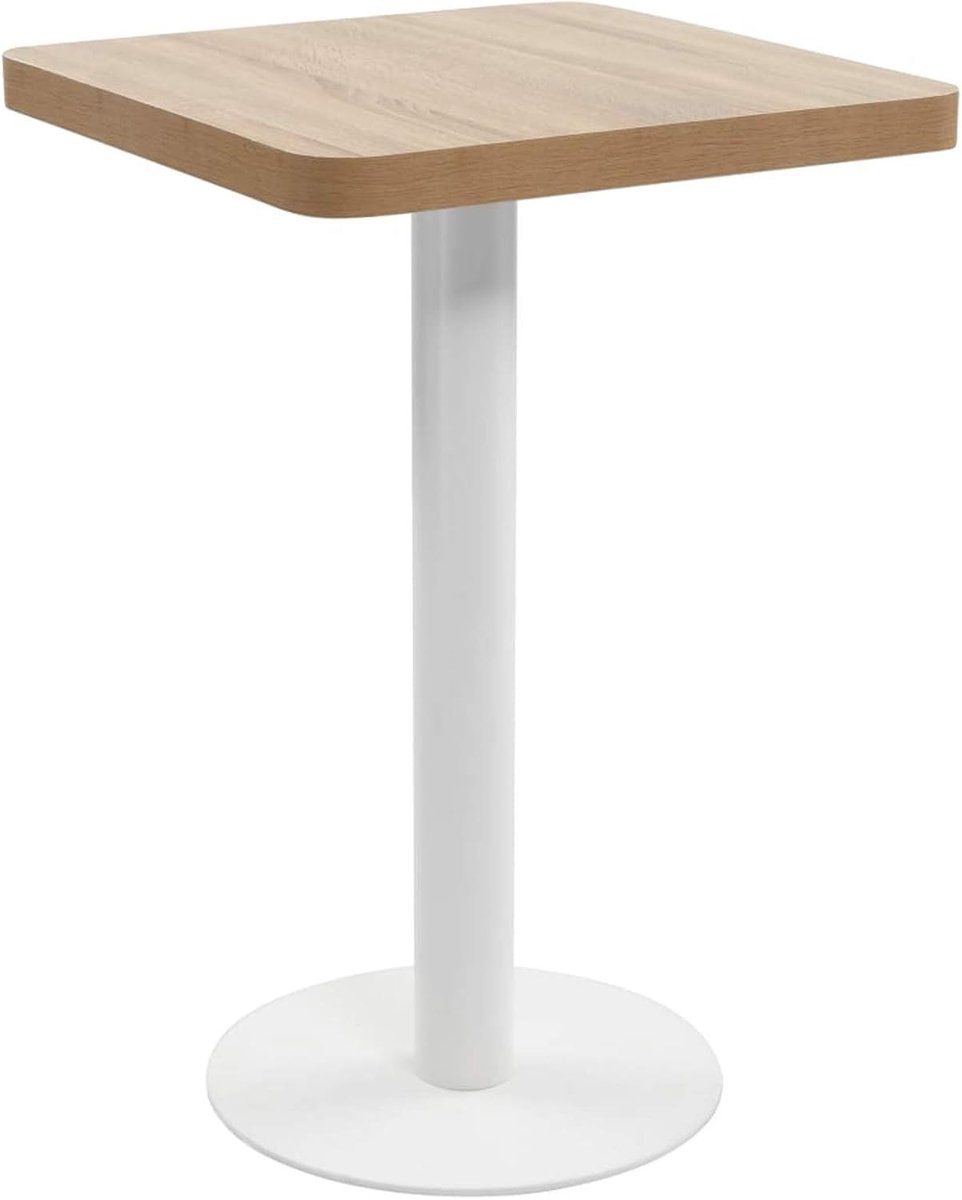 Bistrotafel, café, keuken, vierkante eettafel, bistrotafel, vierkante bartafel, hoge vierkante salontafel, ontbijttafel, lichtbruin, 50 x 50 cm van MDF