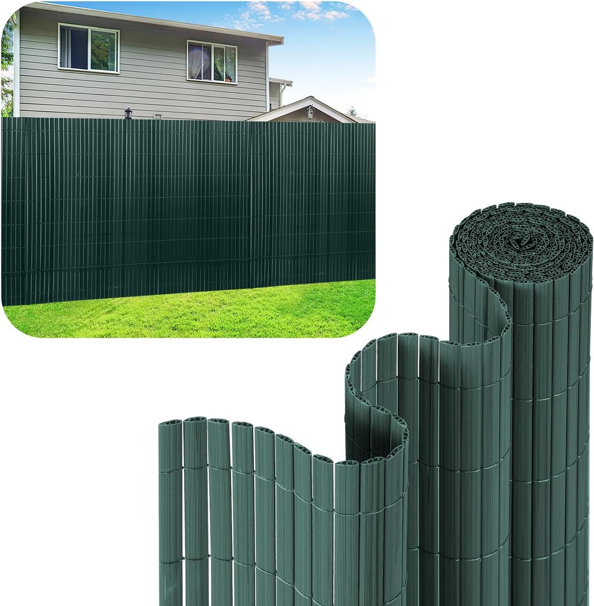 Inkijkbeschermingsmat, 90 x 1000 cm, inkijkbescherming, tuin, windscherm, balkon, inkijkbescherming, zonwering, tuin, inkijkbescherming met drievoudige versterking, met kabelbinders (groen)