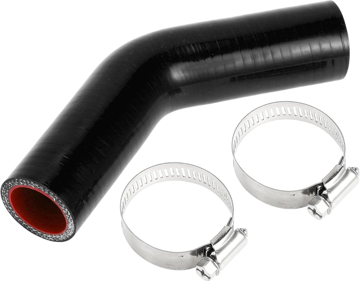 Dailygoods- Koelslang Siliconen - 28 mm Binnendiameter - 90 mm Lengte - 45 Graden - Meerlaags Weefsel - Bestand tegen Hoge Temperatuur - Siliconenslan