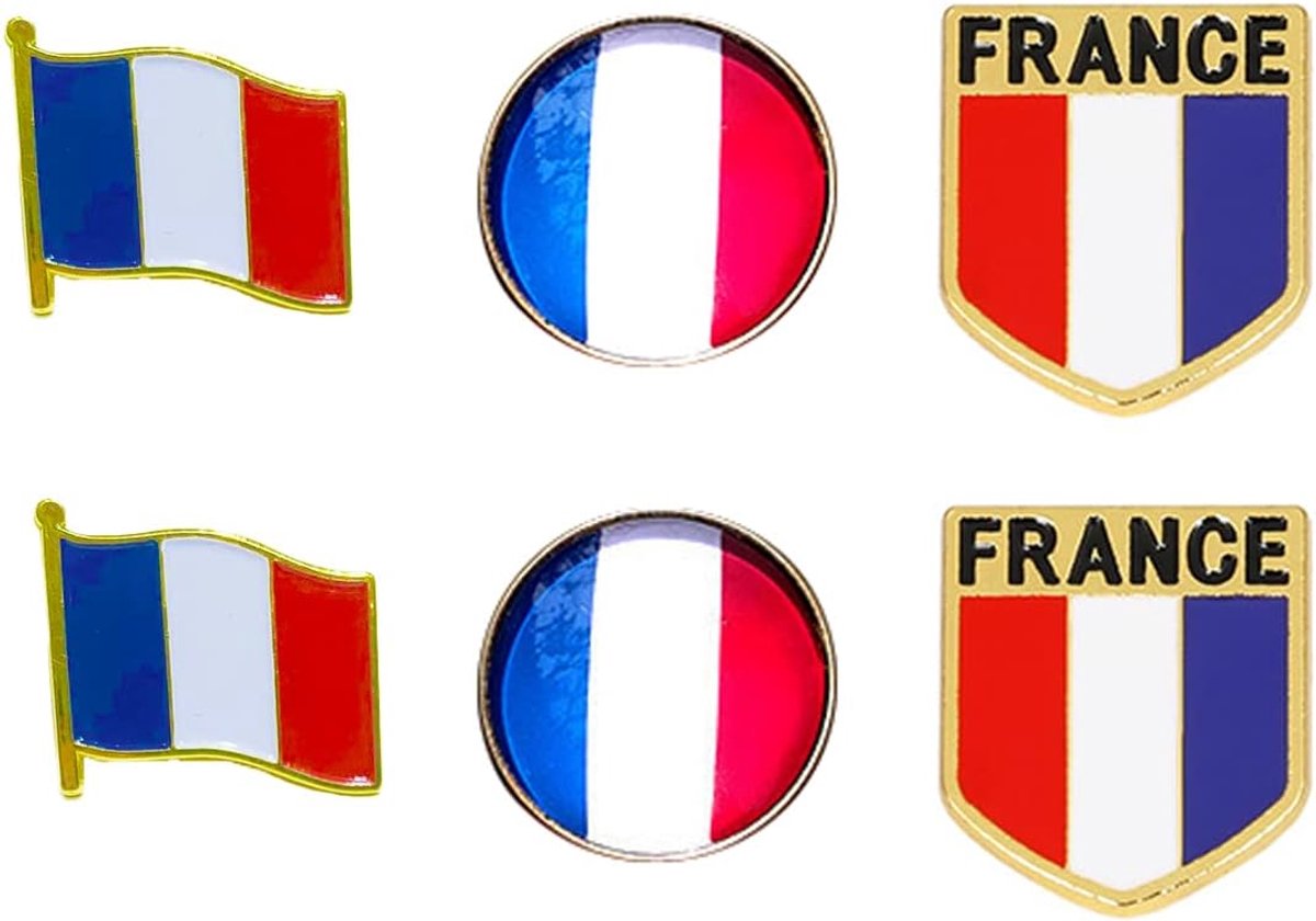 6 stuks badges van de Franse vlag, Metaal
