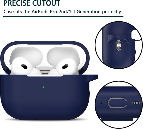 R-fun voor AirPods Pro 2 Hoes Zacht Siliconen - Middernachtblauw — afbeelding 2