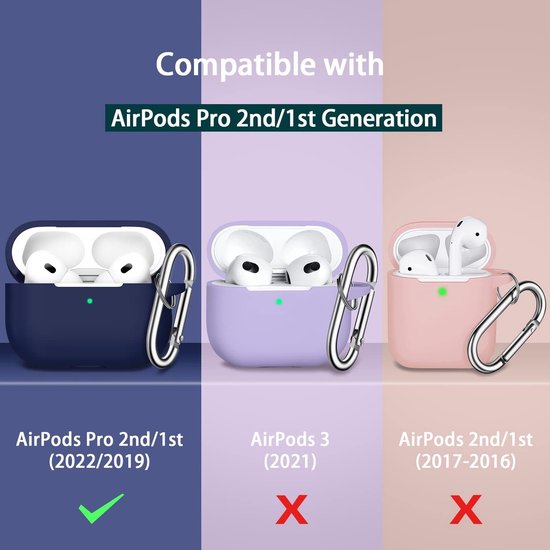 R-fun voor AirPods Pro 2 Hoes Zacht Siliconen - Middernachtblauw — afbeelding 4