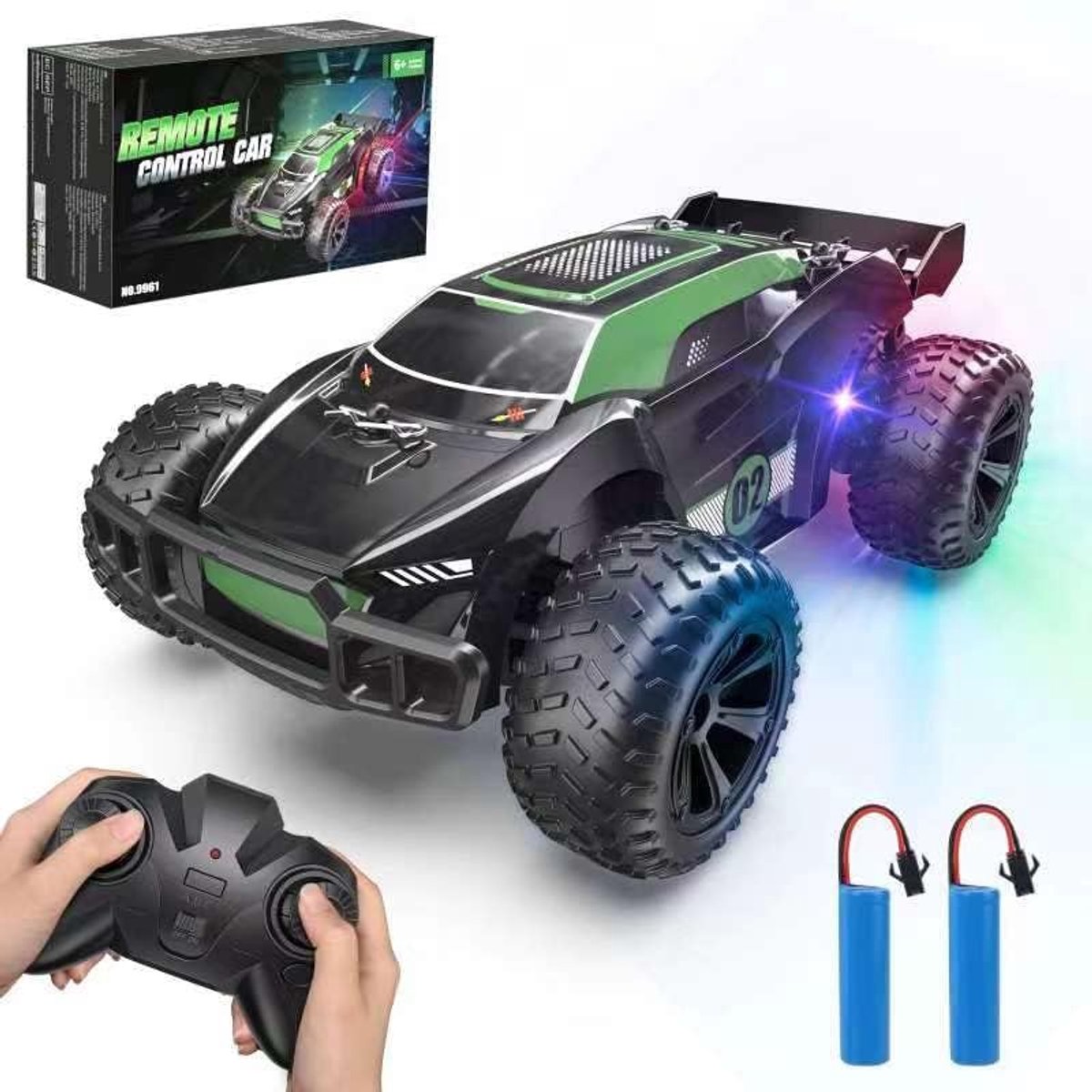 Kizeefun Op afstand bestuurde auto voor alle terreinen, speelgoed, raceauto, RC vrachtwagen, crawler met 2 batterijen, RC auto, hoge snelheid, verjaardagscadeau voor meisjes en jongens (1:22)