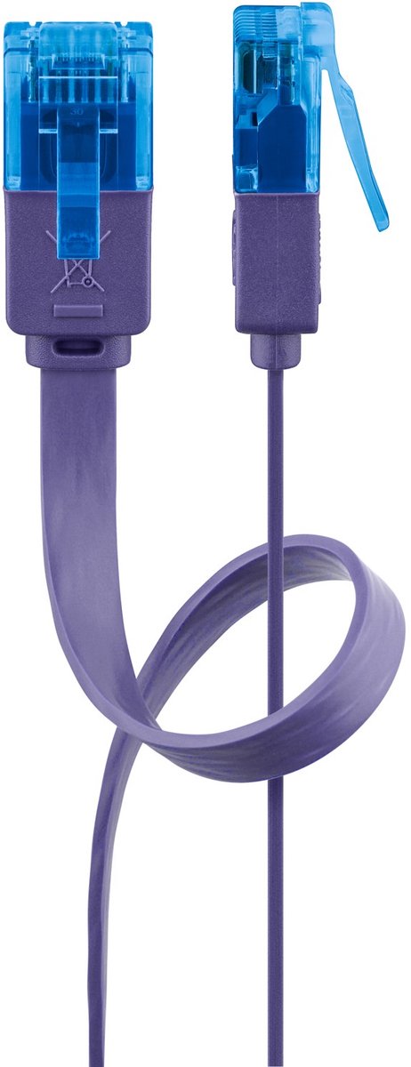 Image of Goobay Platte CAT 6a netwerkkabel, paars, 2 m, U/UTP, koperen geleider
