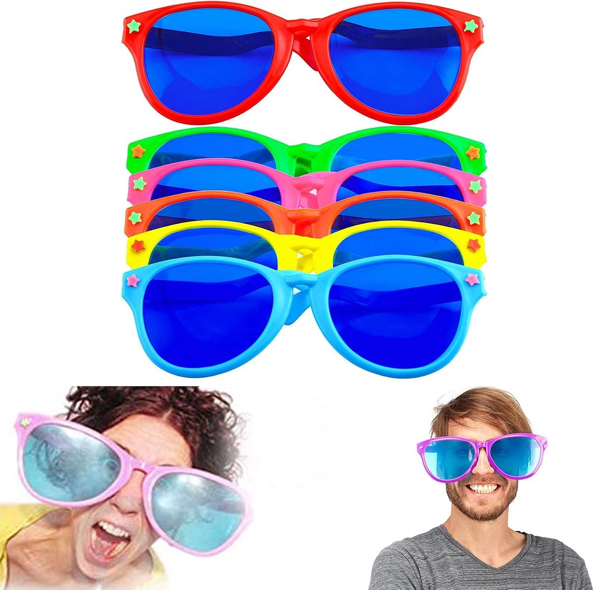 6 Stuks Grappige Plastic Zonnebril, Grappige Feestzonnebril, Nieuwigheid Verjaardagsfeestje Bril Voor Strandkostuum Verkleedkleding Fotorekwisieten Feestartikelen