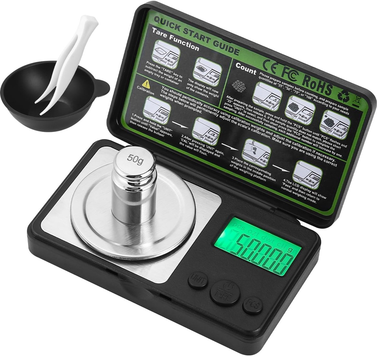 zeer nauwkeurig, 100 g/0,001 g, goudweegschaal