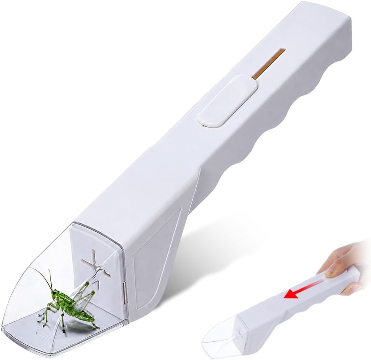 1-stuks insectenvanger, levende vanger voor tuin en natuur, handige spinnenvanger met 27 cm lengte voor volwassenen, insectenkijken en decoratie (wit)