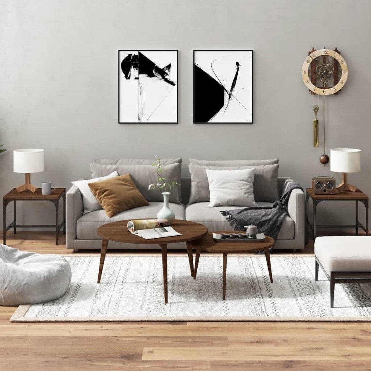 Hout Industrieel stel 40x40x35 cm bruin eiken