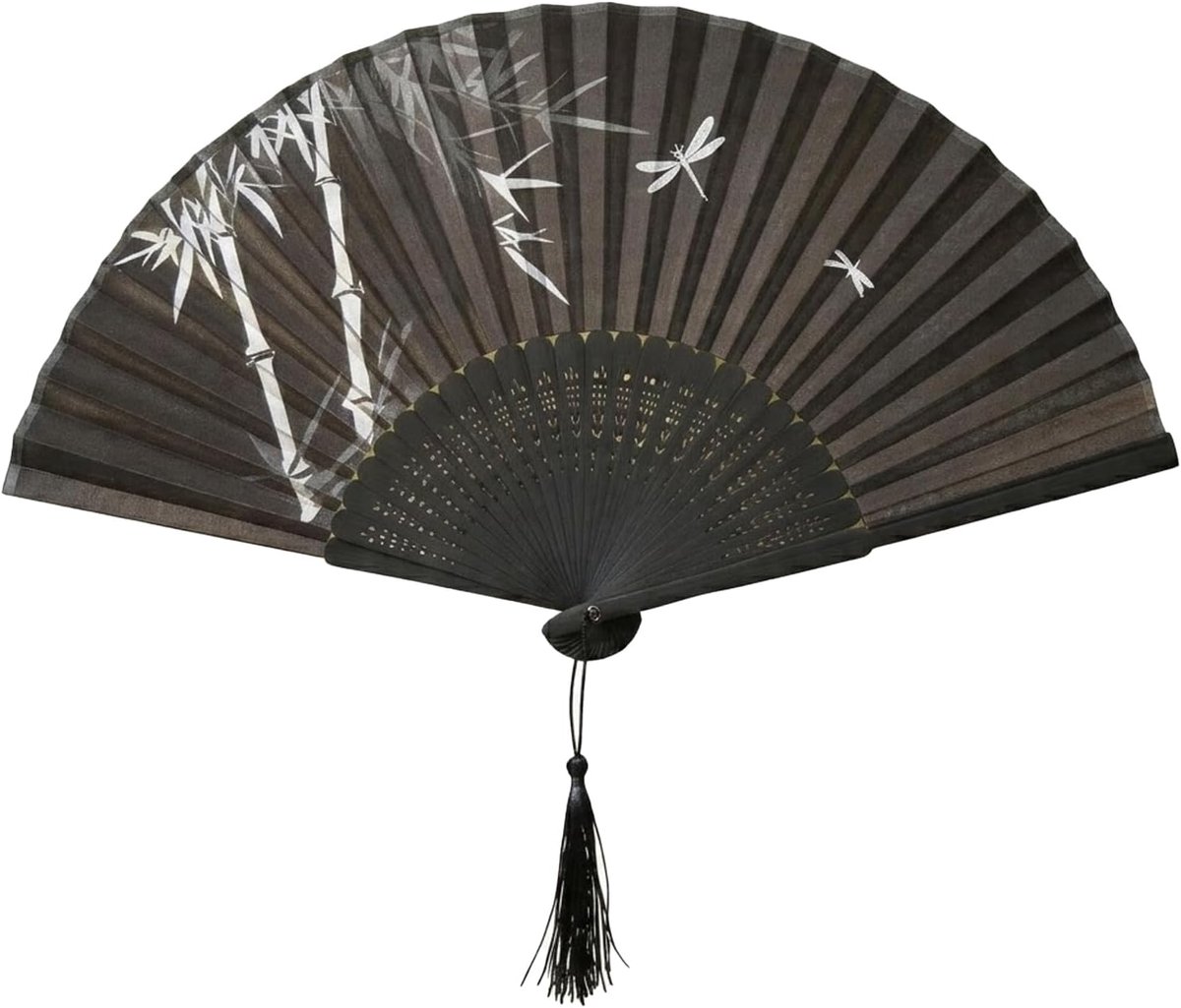 1 stuks opvouwbare handwaaier, Chinese vintage waaier, opvouwbaar, elegant, opvouwbaar, voor huwelijksgeschenken, zomergeschenken, wanddecoratie, zwart 2