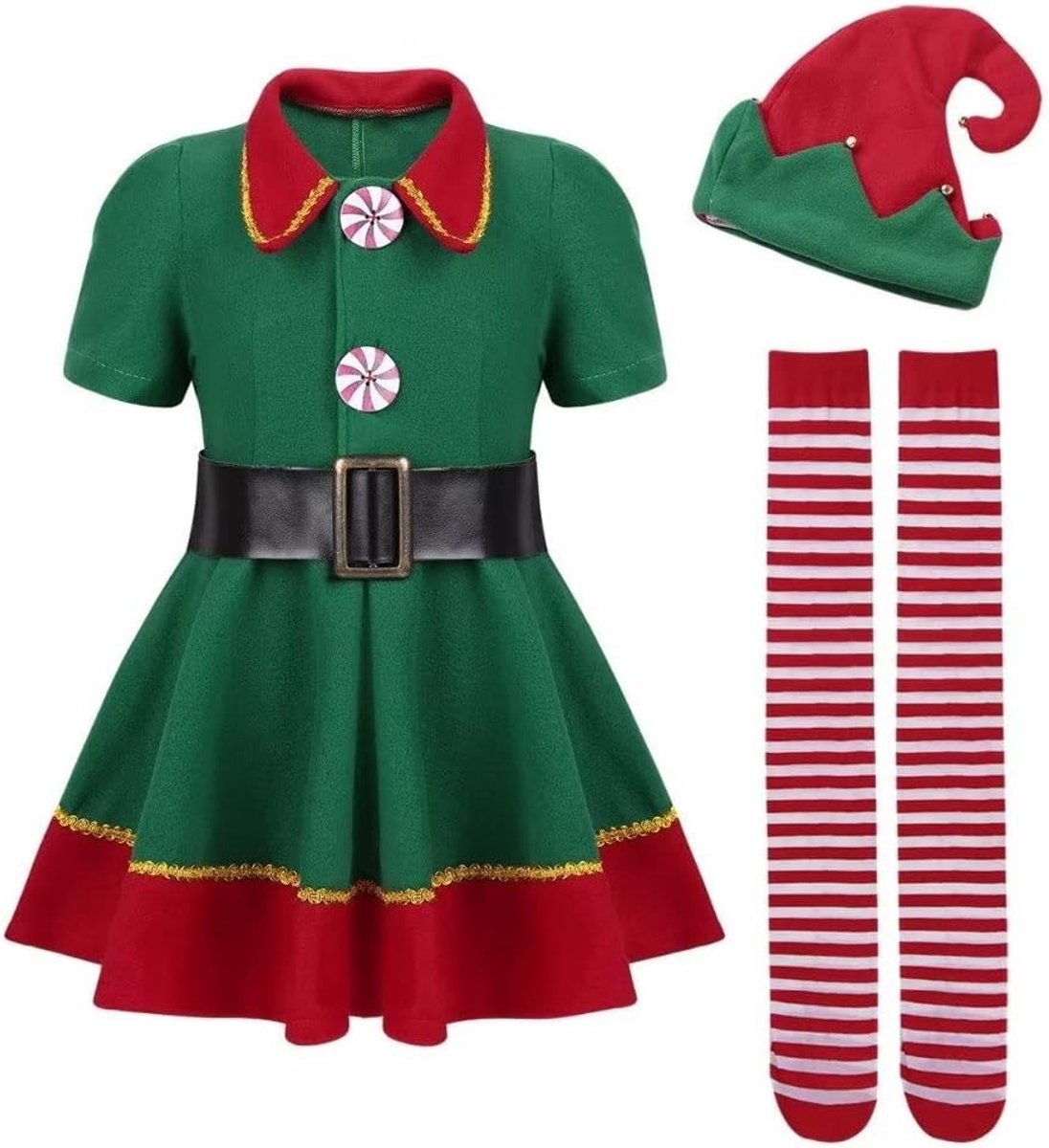 Elf Kostuum Kerst Halloween Elf Dames Jurk Set Kinderen