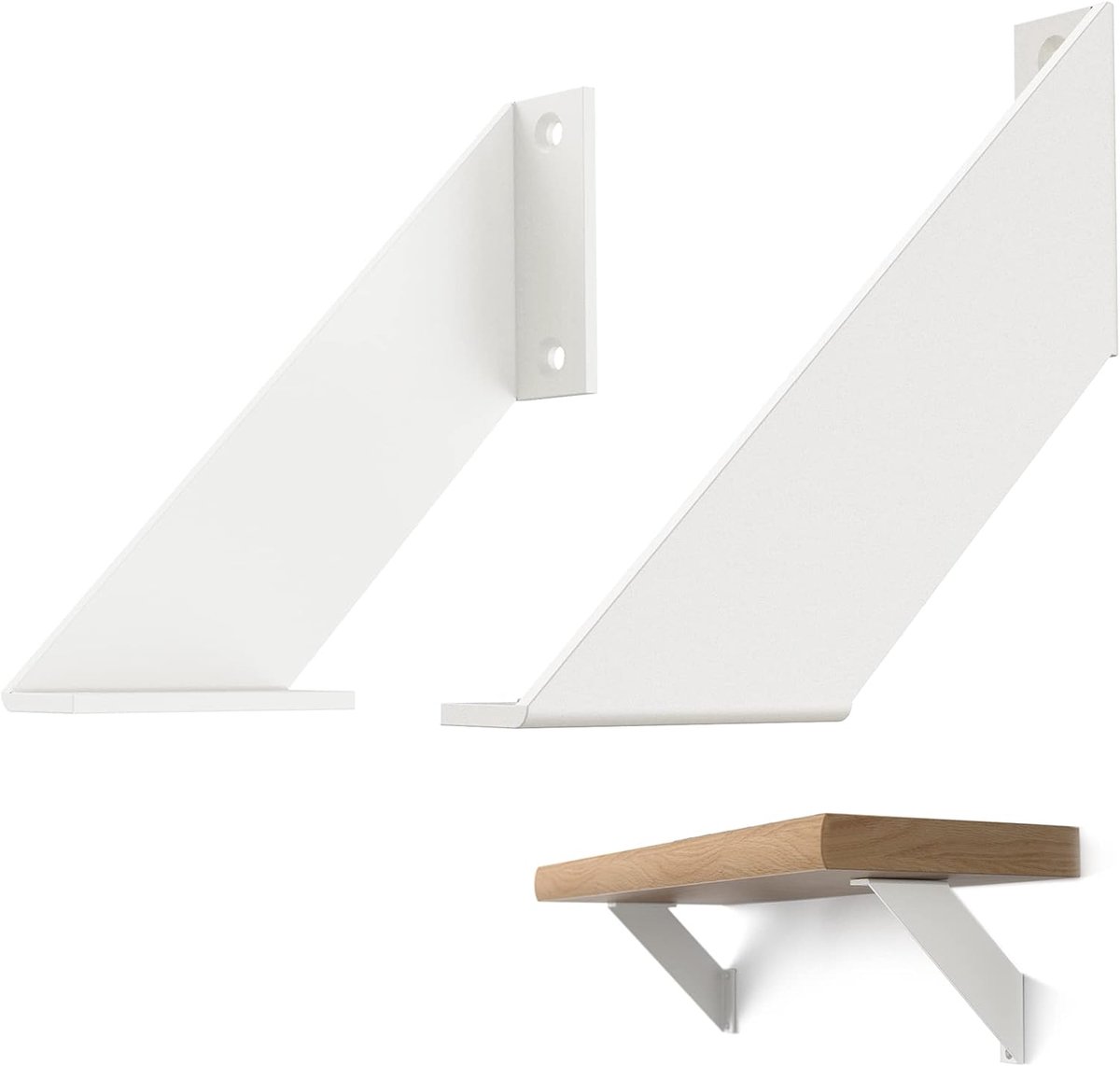Hoek voor zware belasting, witte wandplank, standaard, vintage voor planken, knutselen, 20 cm, 2 stuks
