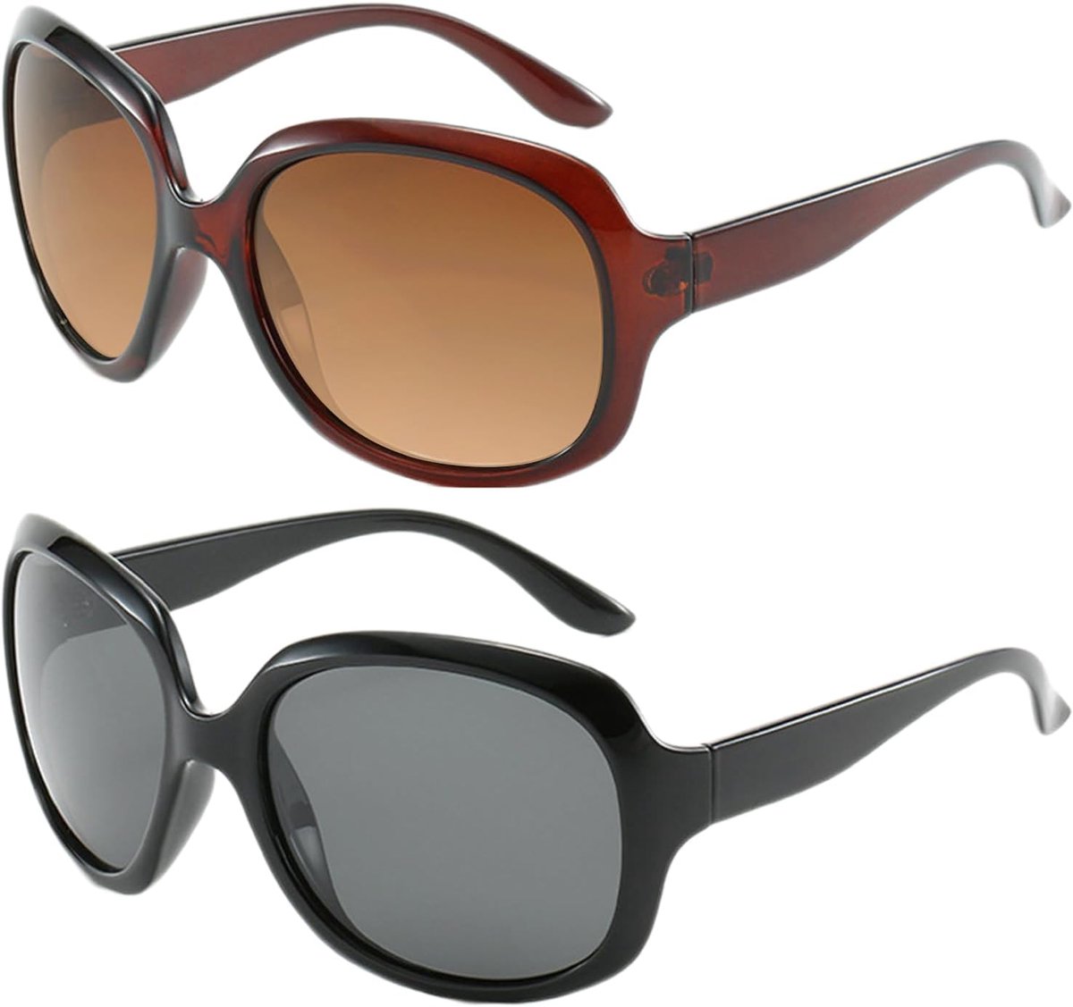 2 Stuks Dames Oversized Vierkante Zonnebril
